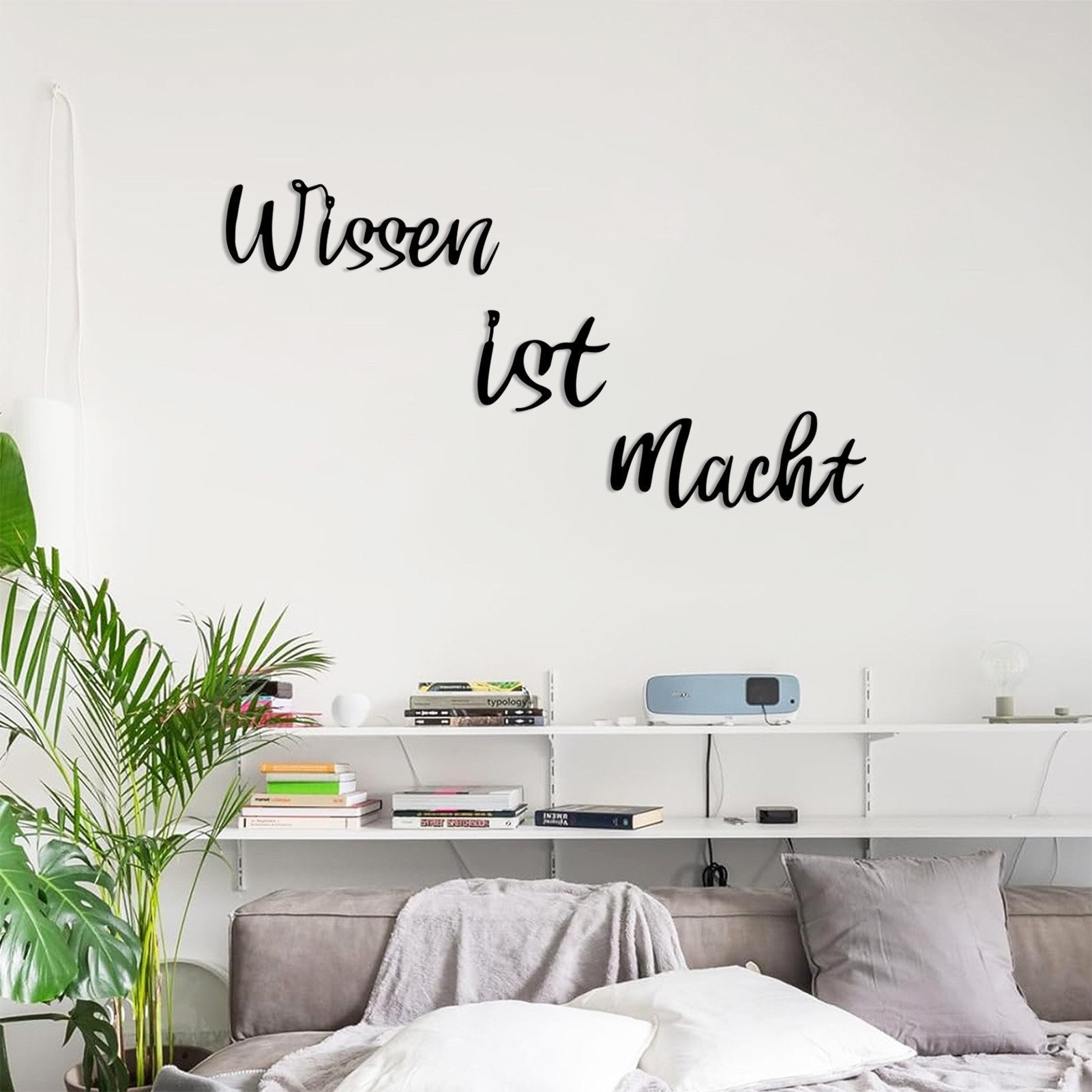Jumpeak Wanddekoobjekt wanddekoration metall Wissen ist Macht Symbolische Kunst wall art, wanddekoration wohnzimmer Metall Künstlerische Schriftzüge 110x18cm