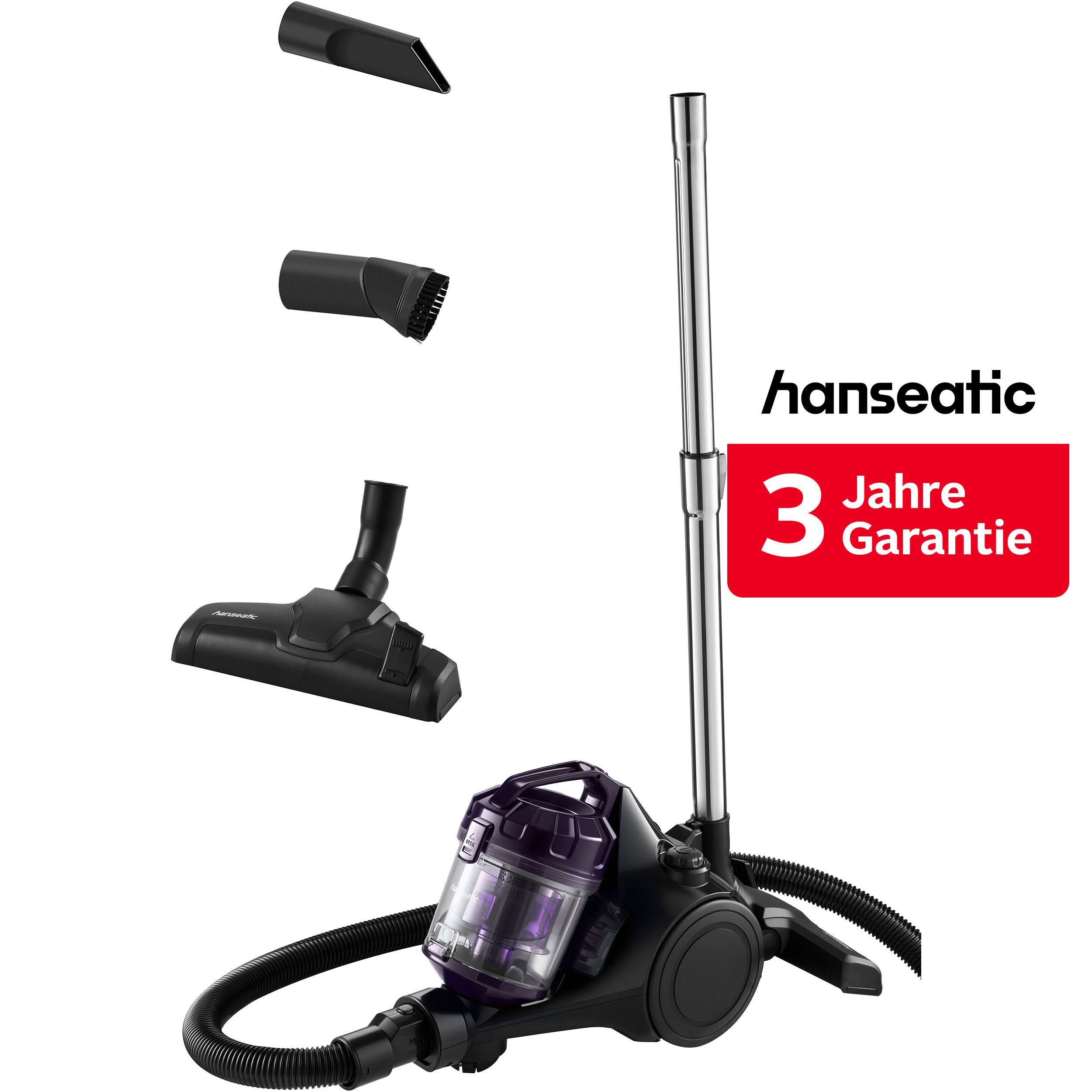 Hanseatic Bodenstaubsauger Zyklon Technologie, Hepa H12 Filter, 9m Aktionsradius, 700 W, beutellos, inkl. 3 Jahre Herstellergarantie