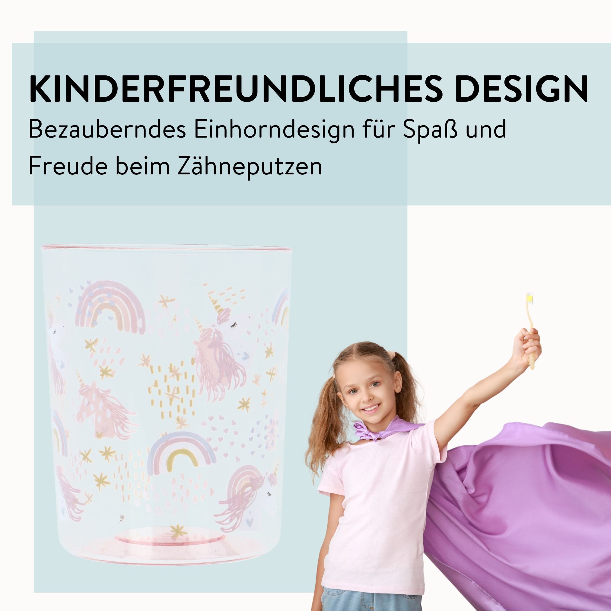 PARSA Beauty Zahnputzbecher Kids Zahnputzbecher Einhorn, fr?hliches Badaccessoire f?r Kinder