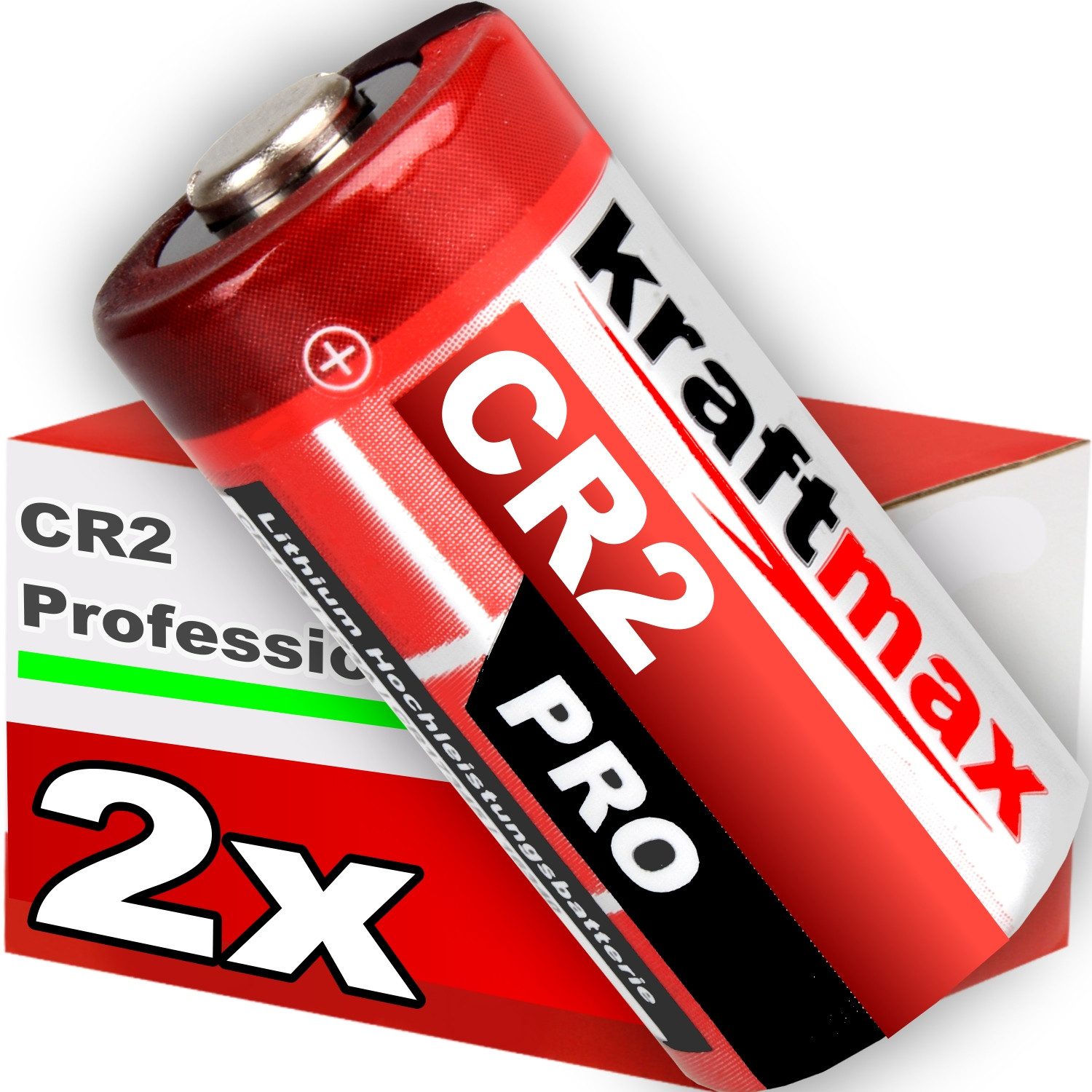 kraftmax 2er Pack CR2 Lithium Hochleistungs Batterie, (1 St)