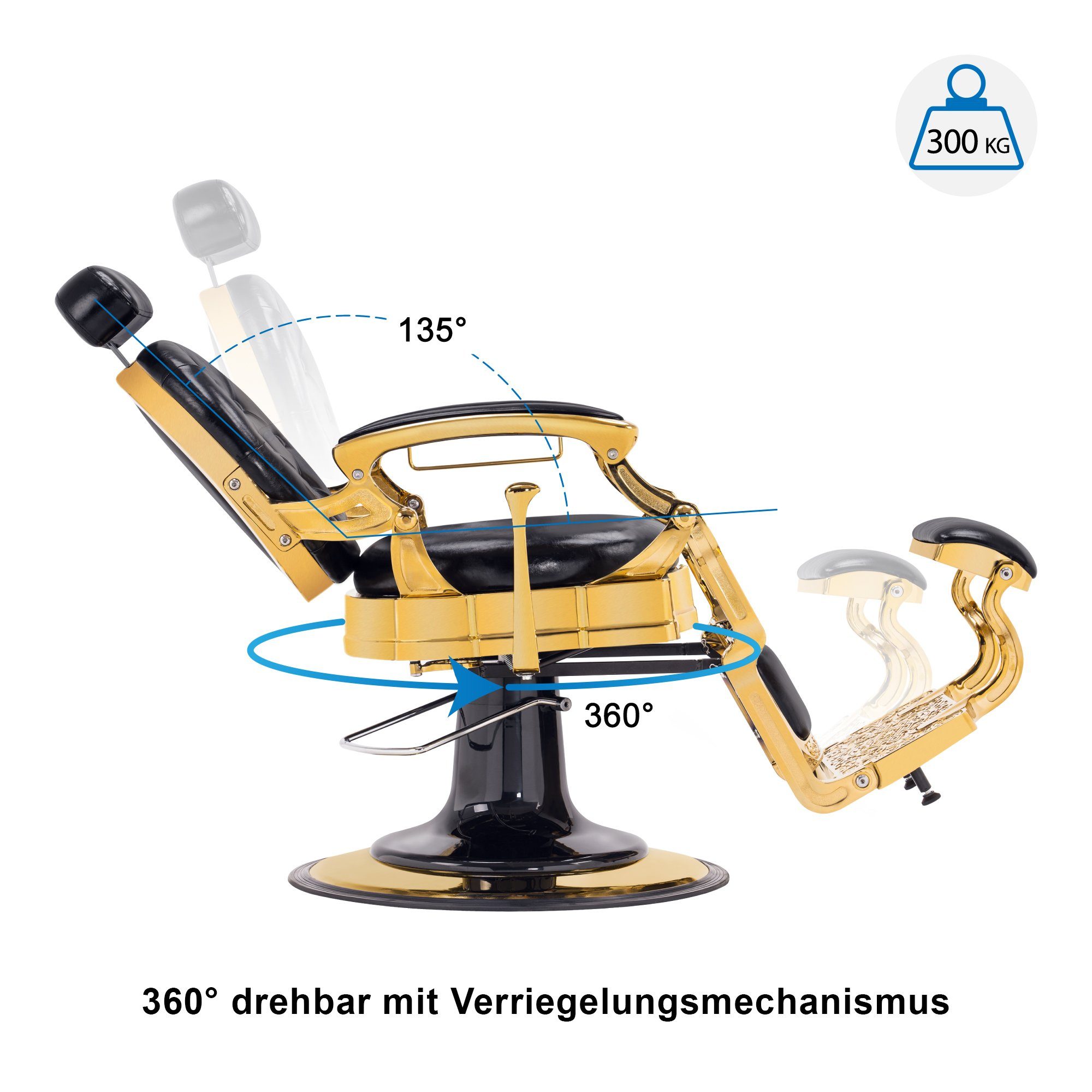 Barberpub Stuhl Barberpub hydraulische Friseurstuhl 2933, 113 × 68 × 109 cm