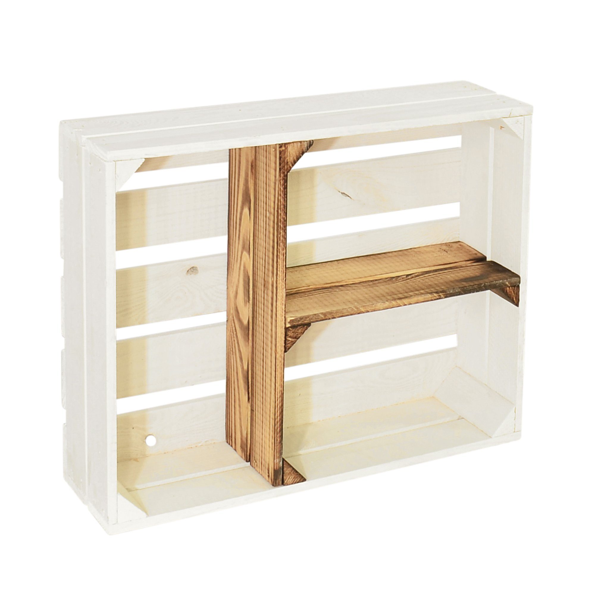 CHICCIE Holzkiste Holzregal 50x40x15cm - weiß geflammt T Regal (1 St)