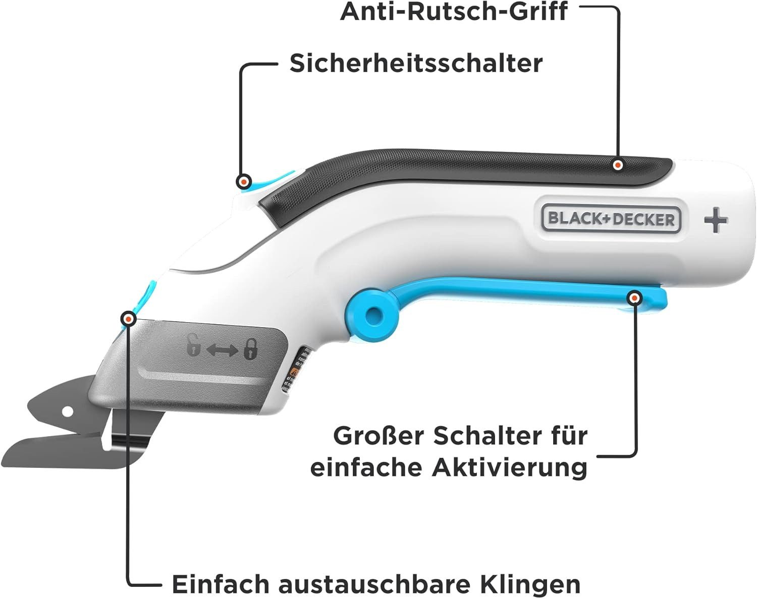 Black + Decker Akku-Universalschere 3.6V Akku-Schere kabellos, inklusive 2 austauschbare Klingen, 1-tlg.