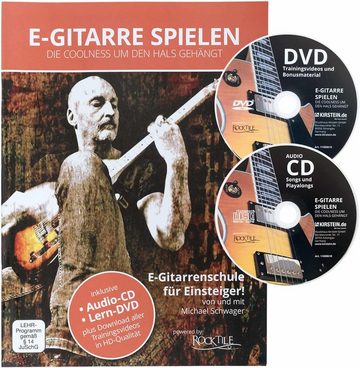 Rocktile E-Gitarre Banger's Pack Komplettset E-Gitarre Sunburst, Verstärker, Tremolo, Tasche, Kabel Gurt, Plecs Ersatzsaiten mit CD/DVD