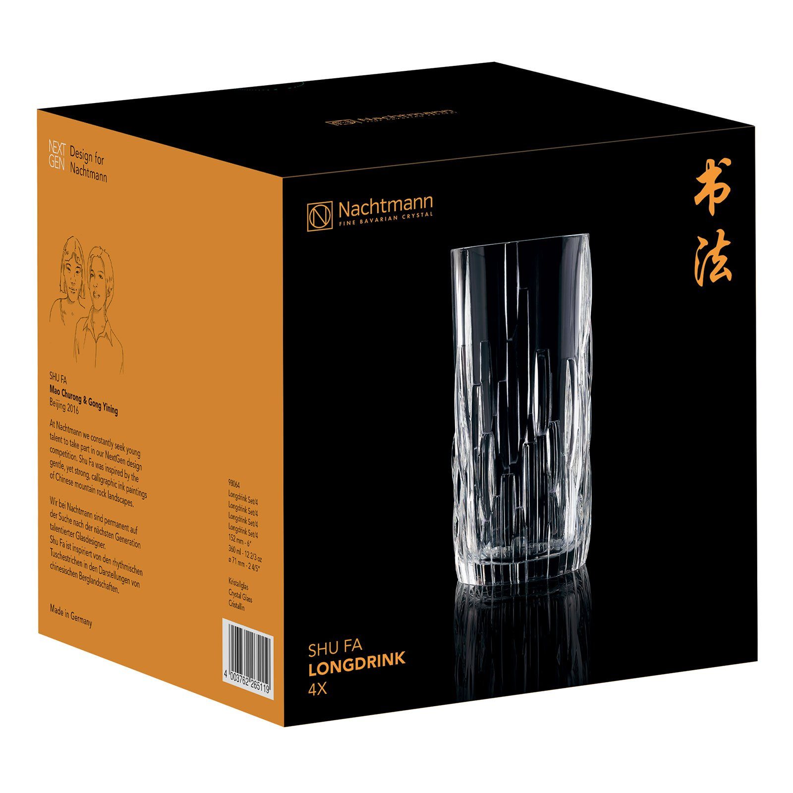 Nachtmann Glas Shu Fa Longdrinkglas, 4-tlg., Kristallglas