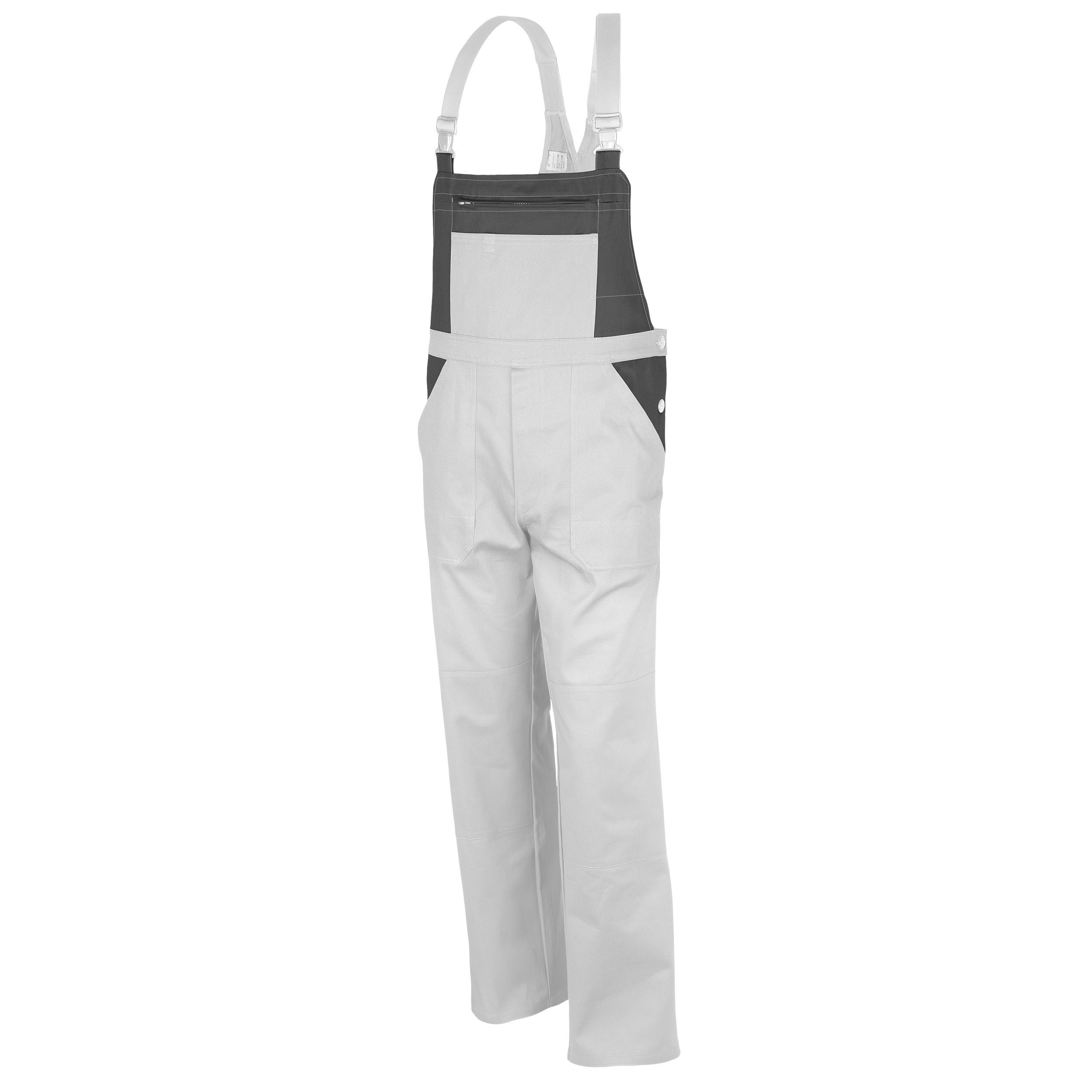 QUALITEX HIGH QUALITY WORKWEAR Arbeitslatzhose basic 2-farbig Latzhose BW 240 g - standard Blaumann weiss/grau