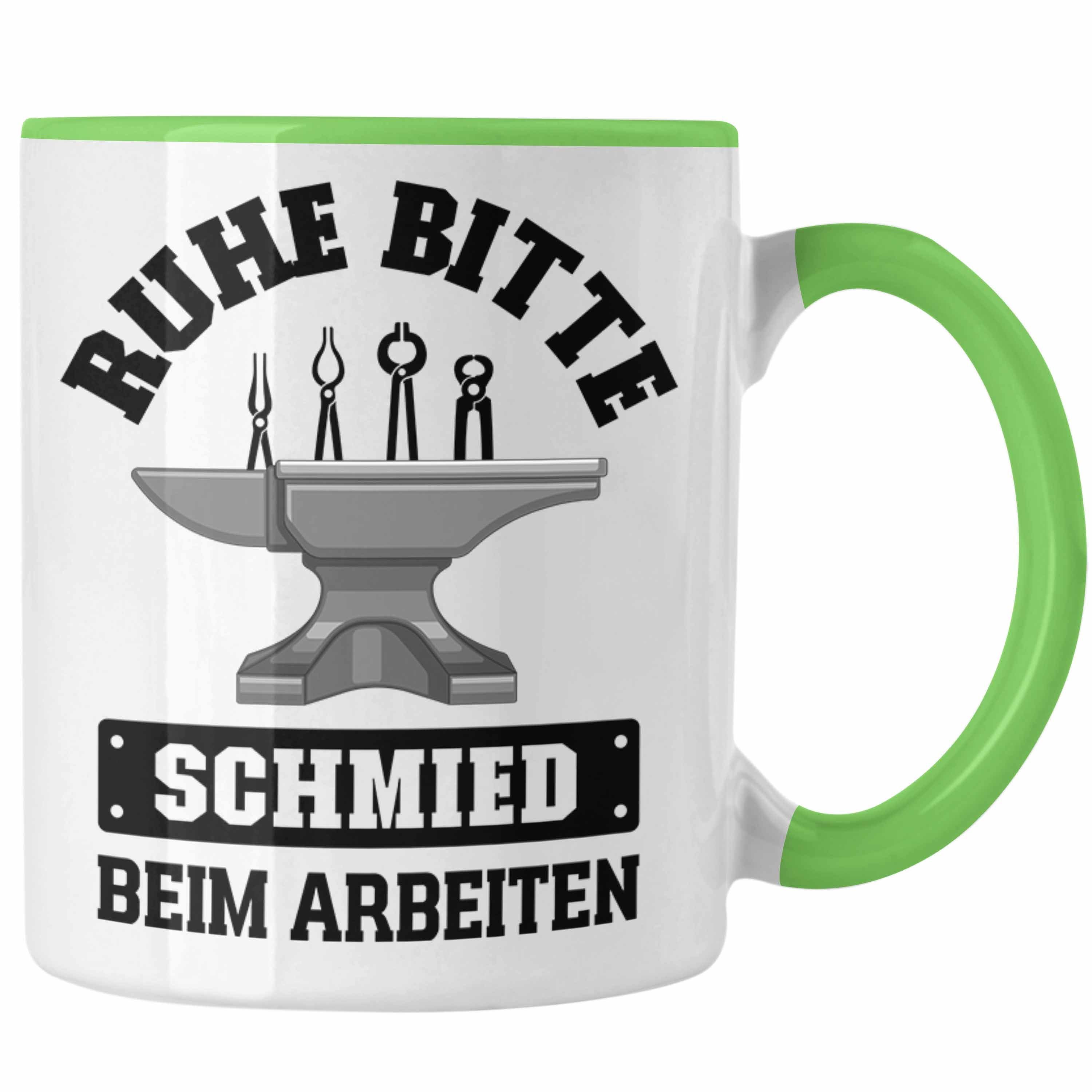 Trendation Tasse Trendation - Schmied Spruch Kaffeetasse Tasse Hufschmied Grün mit Geschenke Geschenkidee