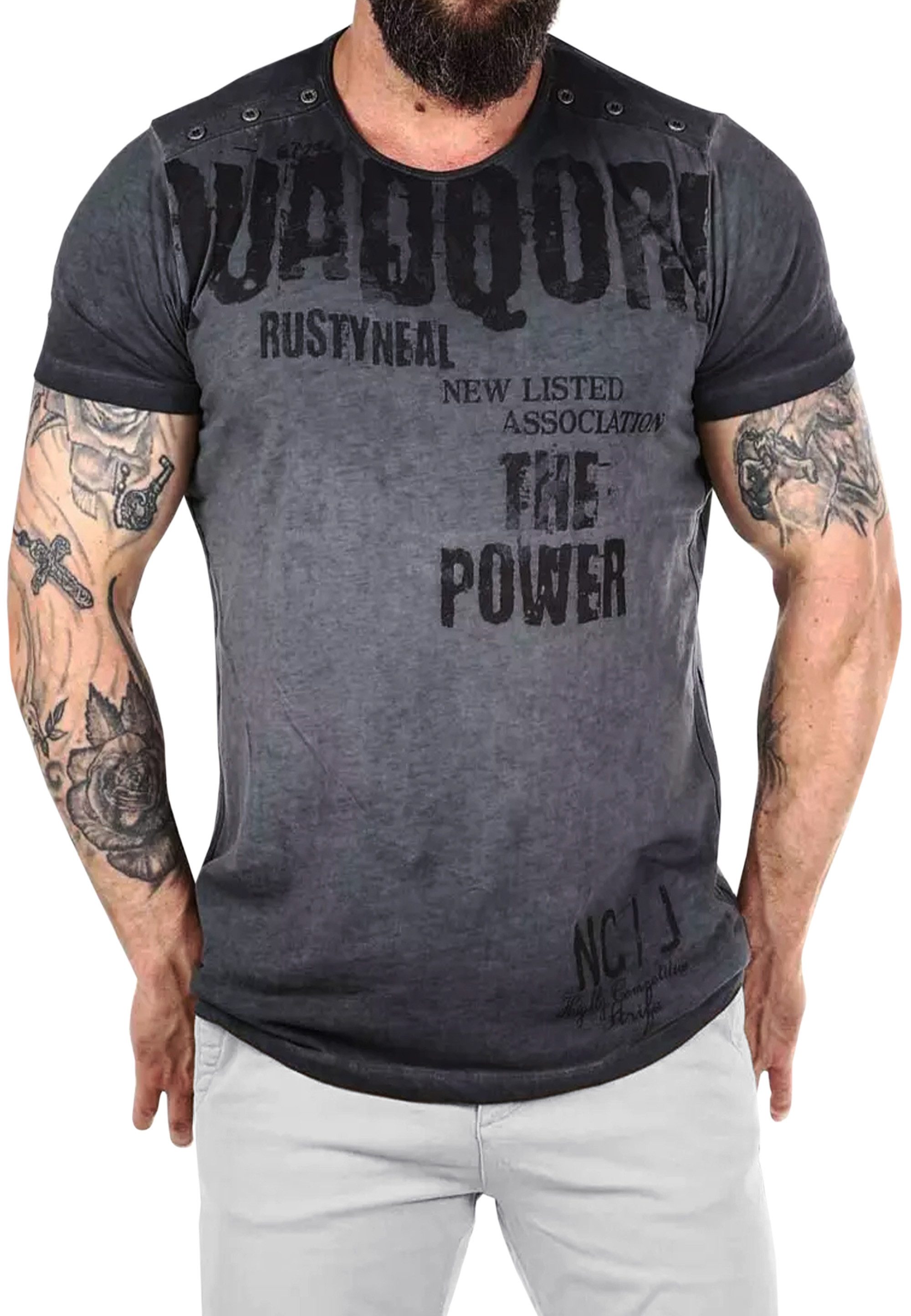 T-Shirt T-Shirt Used Look Printed Streetwear Freizeit T-Shirt Verwaschen