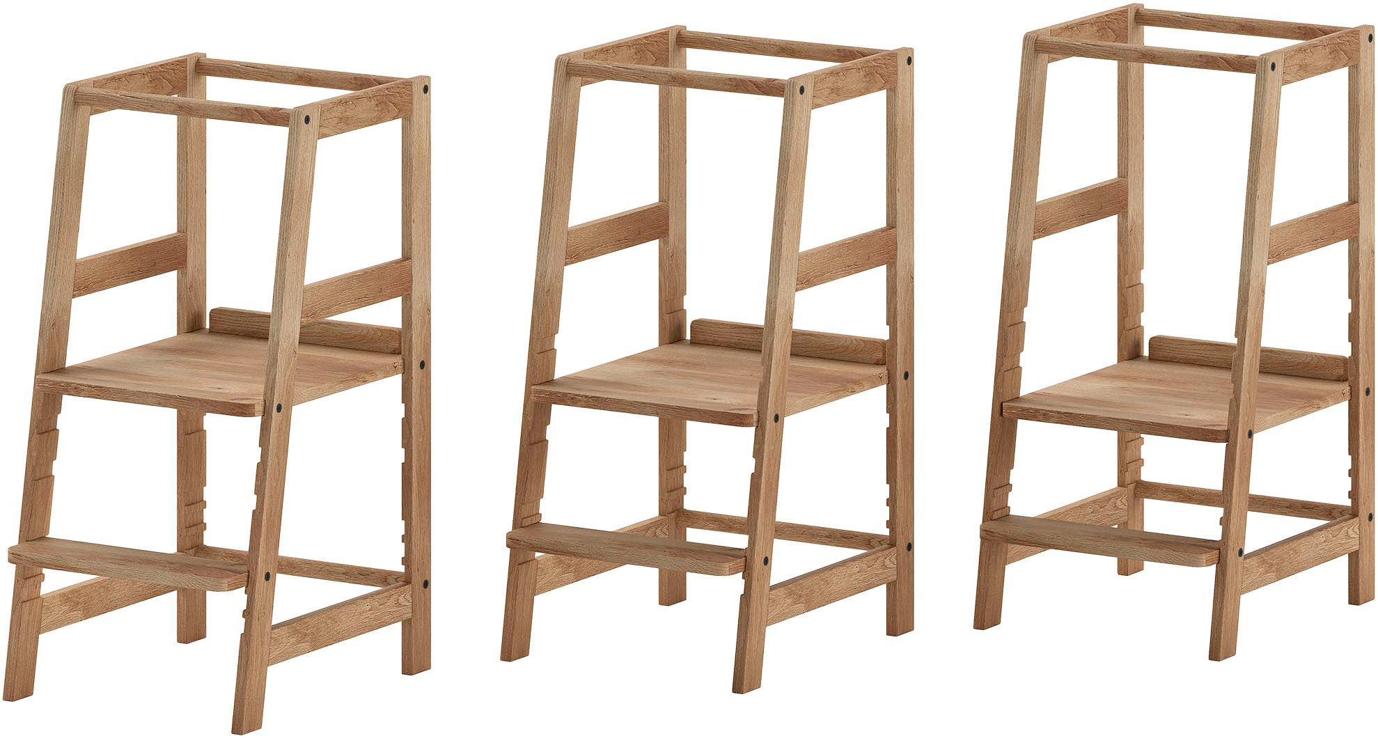 Vipack Kinderstuhl Lernturm aus Massivholz, stabil und standfest gebaut, Tritt und Stehfläche 3-fach verstellbar, 3 verschiedene Farben
