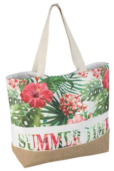 Idena Tragetasche Idena 31018 - Strandtasche aus Canvas, Summer Time mit floralem Muster