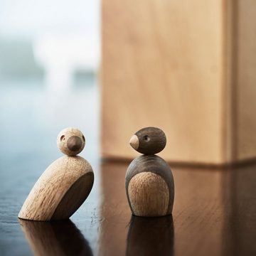 KAY BOJESEN Denmark Dekofigur Bird Spatzenpärchen; 2er Set Holzfigur Vogelpärchen aus Eiche; Dänischer Designklassiker