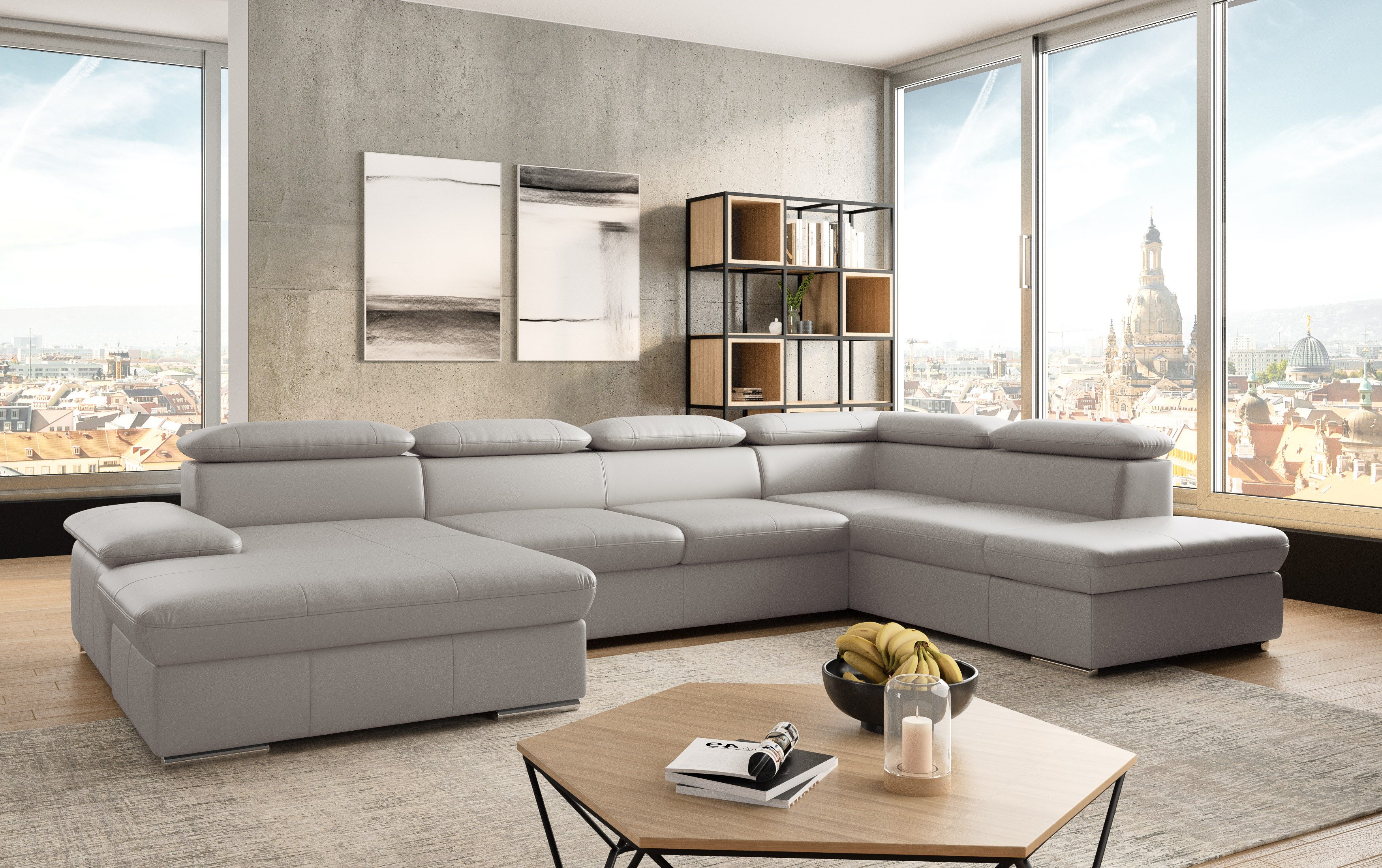 sit&more Wohnlandschaft Valantine U-Form, B: 349 cm, mit Arm- & Kopfteilverstellung, optional mit Bettfunktion