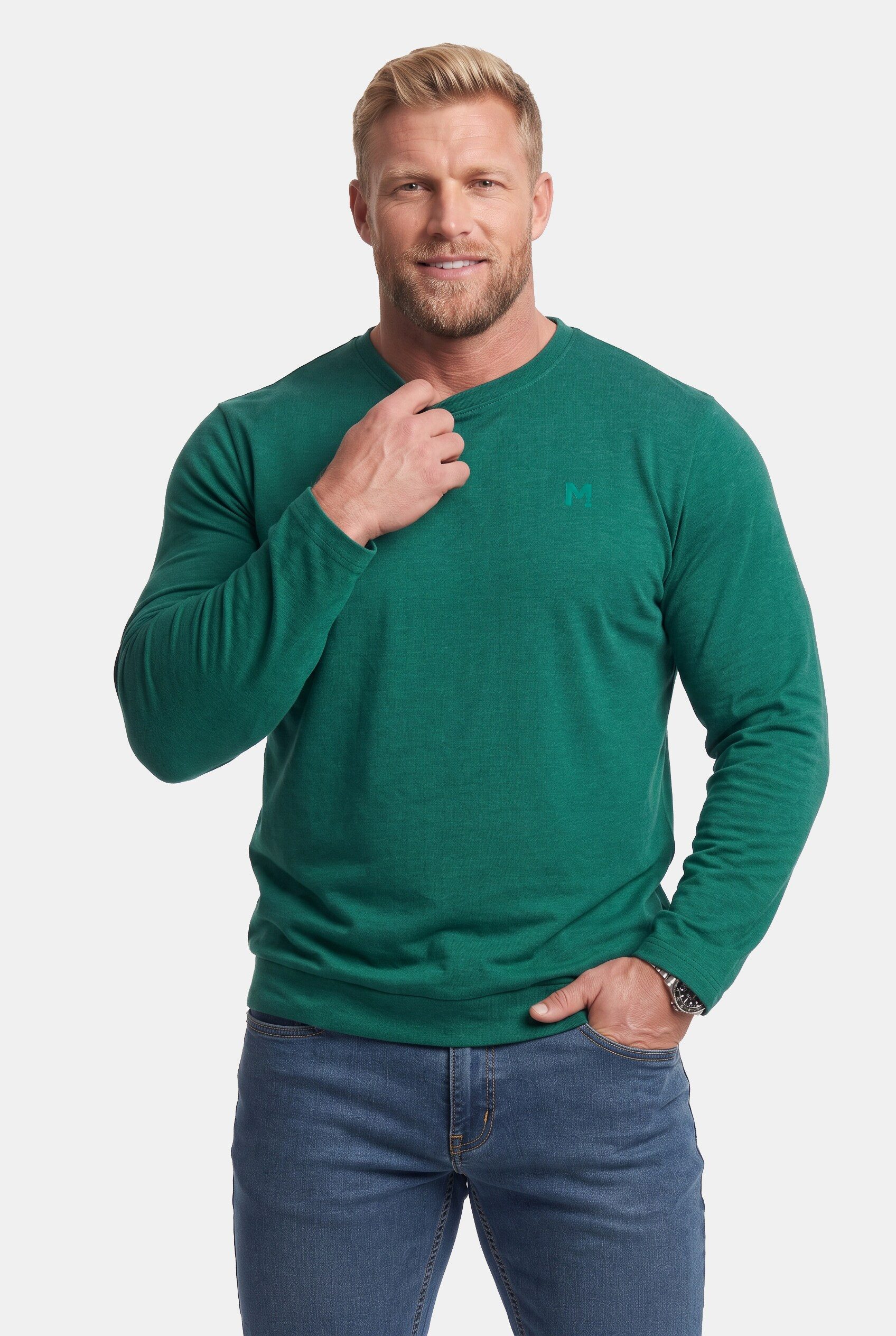 Men Plus T-Shirt Langarmshirt Bauchfit Spezialschnitt Basic