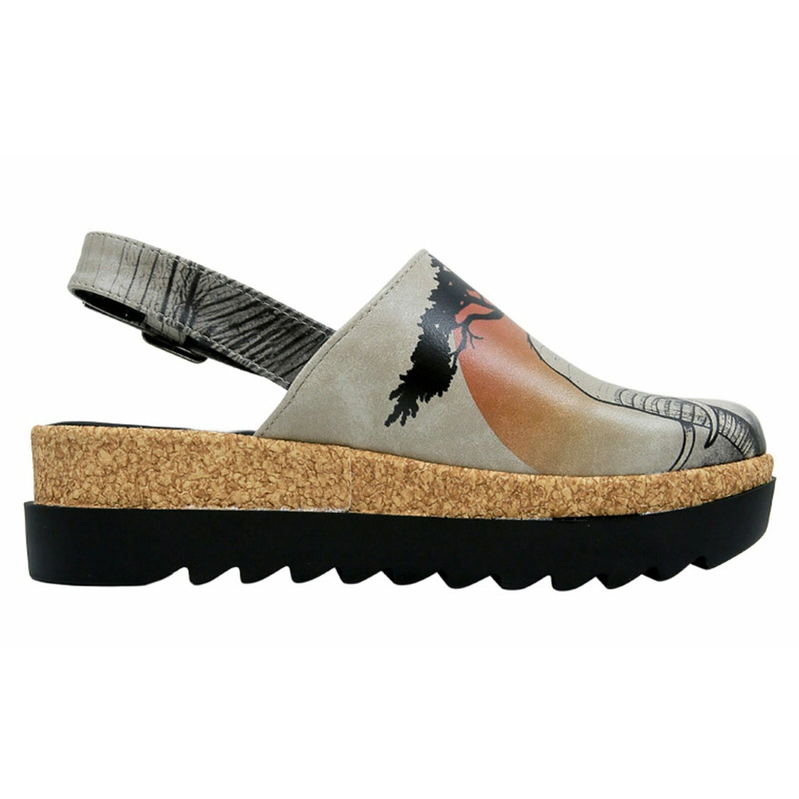 DOGO Akita Sunset Animals Damen Sandalen Clog Handgefertigt