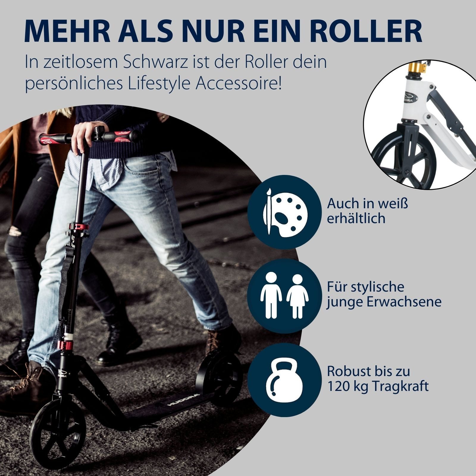 Hudora Cityroller BigWheel® Style 230, Scooter, einklappbarer, höhenverstellbarer Tretroller