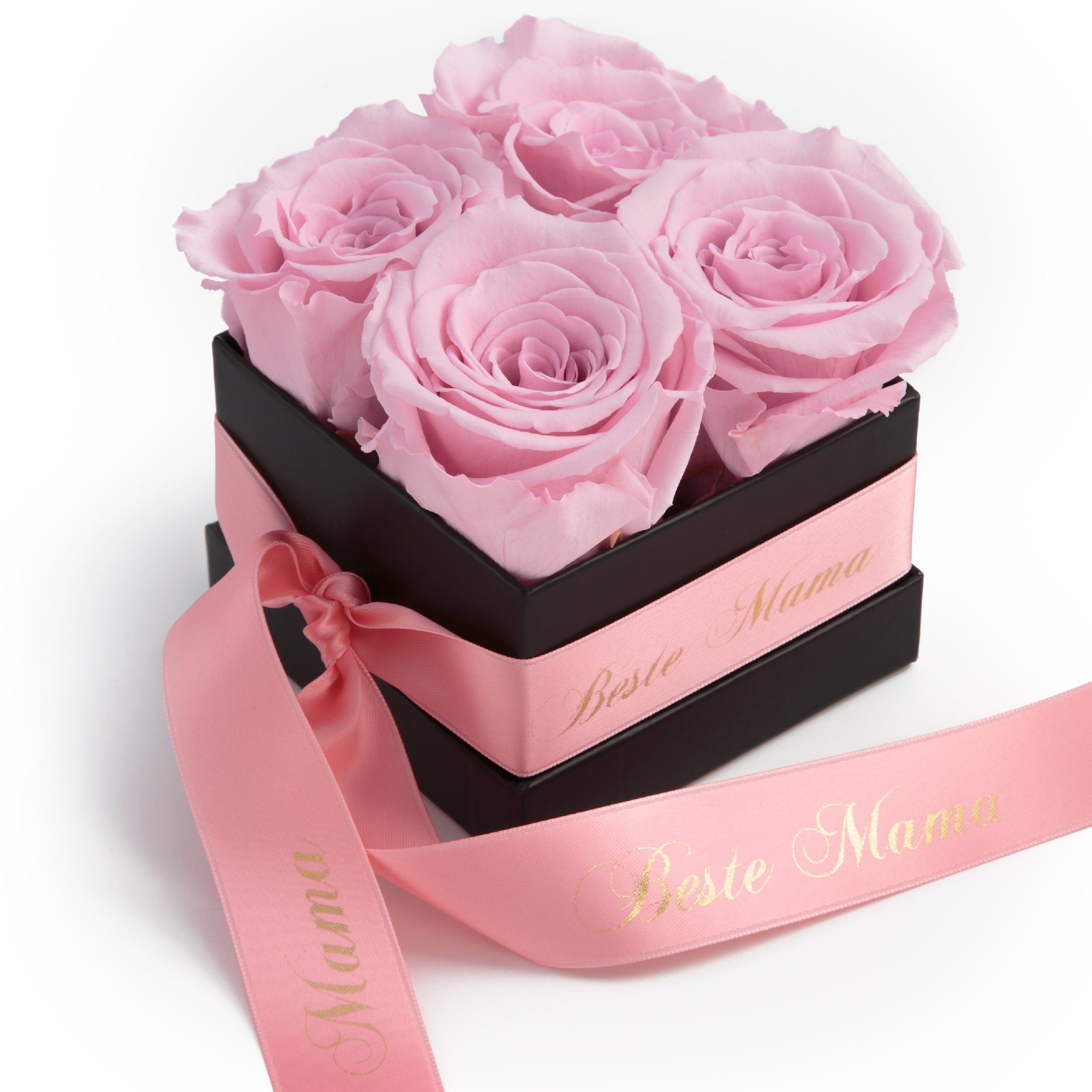 Kunstblume Beste Mama Infinity Rosenbox Rosen mit Duft echte konservierte Blumen Rose, ROSEMARIE SCHULZ Heidelberg, Höhe 8,5 cm, haltbar bis zu 3 Jahre Rosa