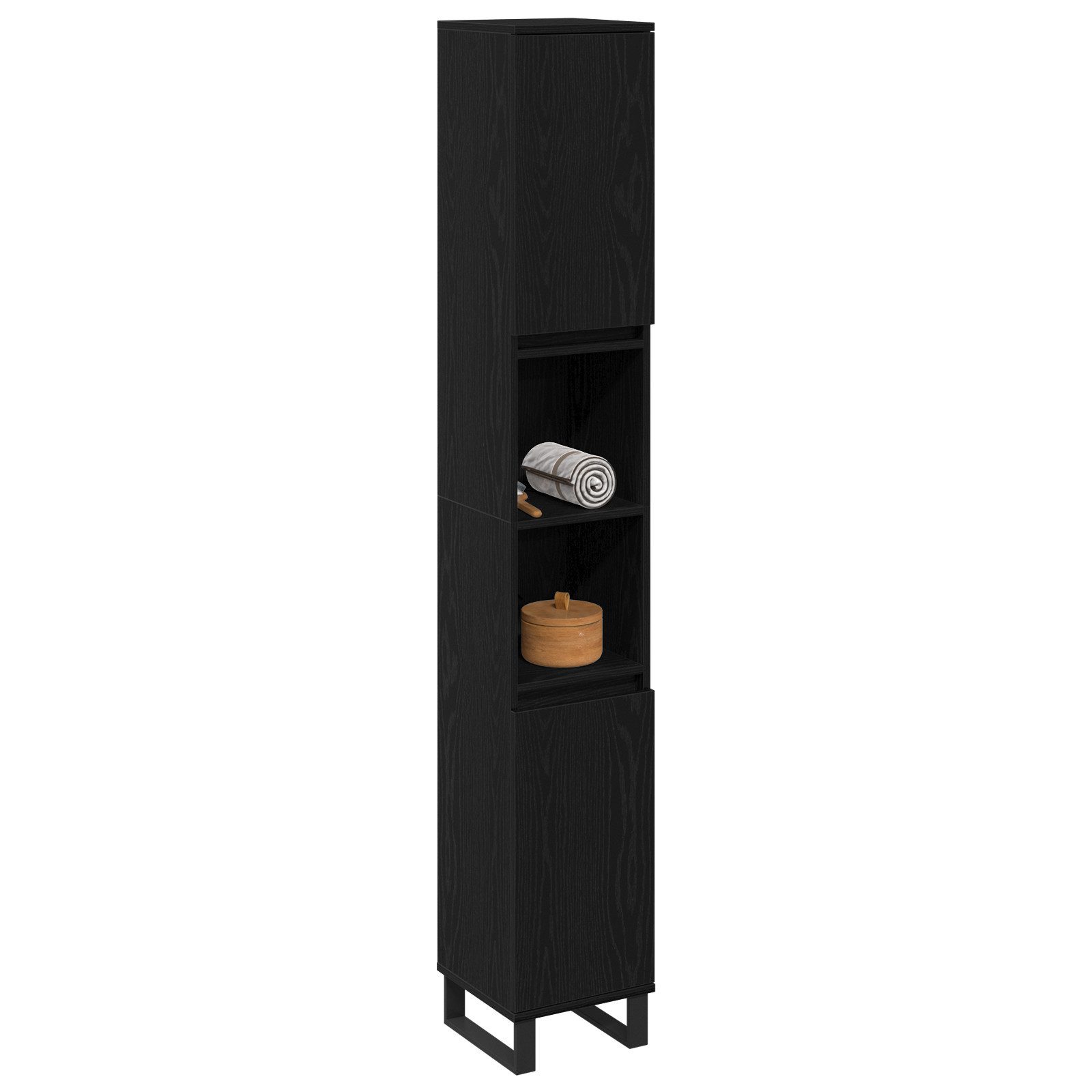 vidaXL Badezimmerspiegelschrank Badschrank Schwarz Eiche 30x30x190 günstig online kaufen