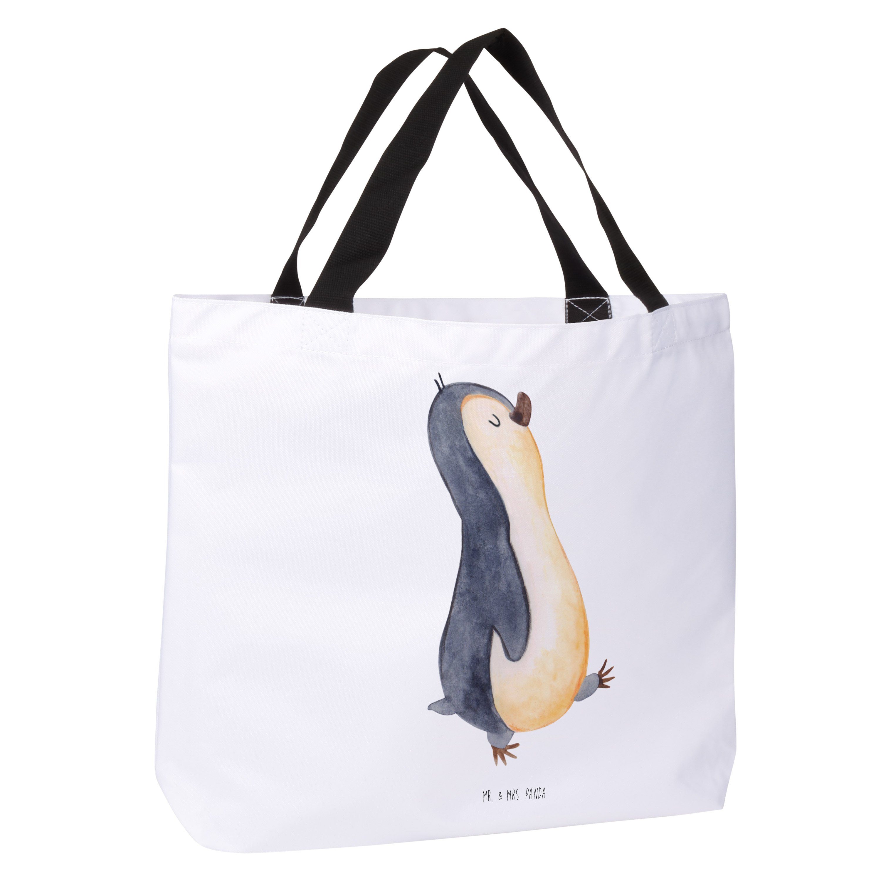 Mr. & - Pinguin Geschenk, Schultasche, - Tasche, Shopper (1-tlg) Mrs. Schulbeu Panda marschierend Weiß