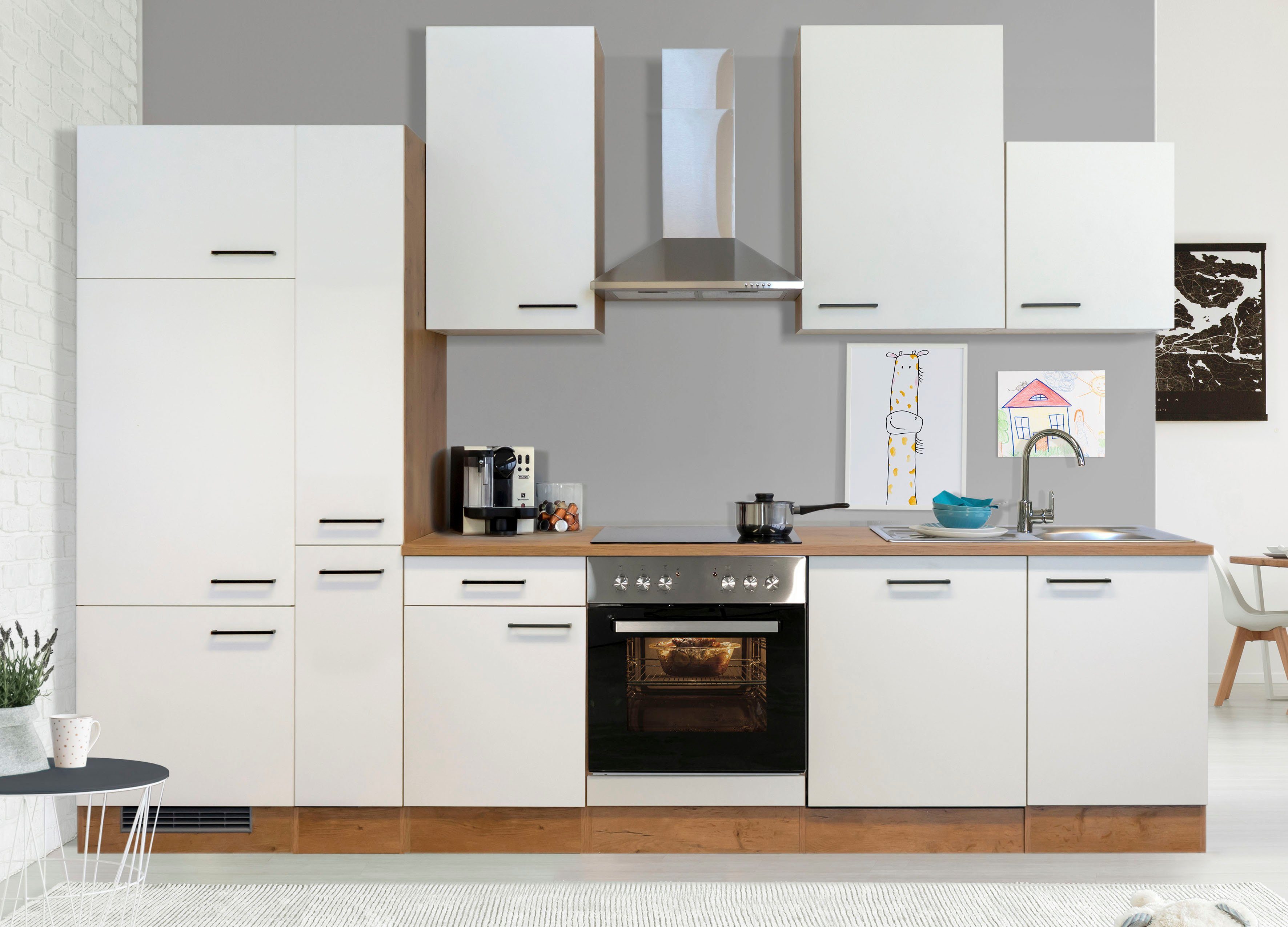 Flex-Well Küchenzeile Vintea, mit E-Geräten, Gesamtbreite 310 cm