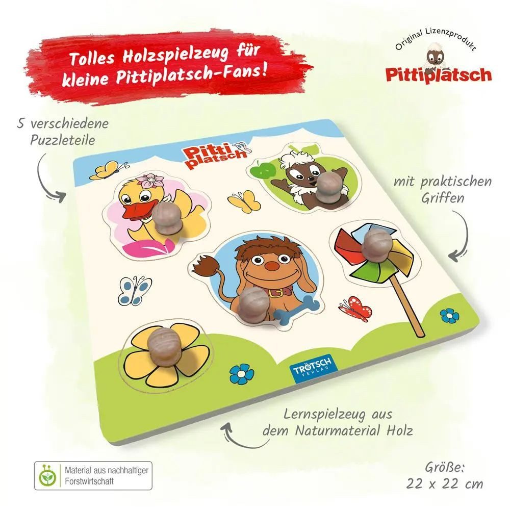 Trötsch Verlag Puzzle Trötsch Pittiplatsch Holzlegespiel, Puzzleteile