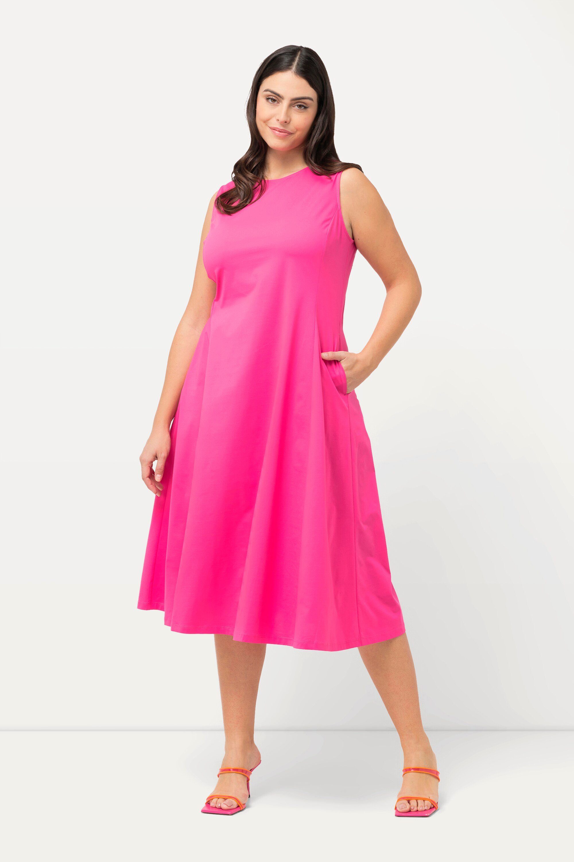 Ulla Popken Maxikleid Midikleid A-Linie Rundhals günstig online kaufen