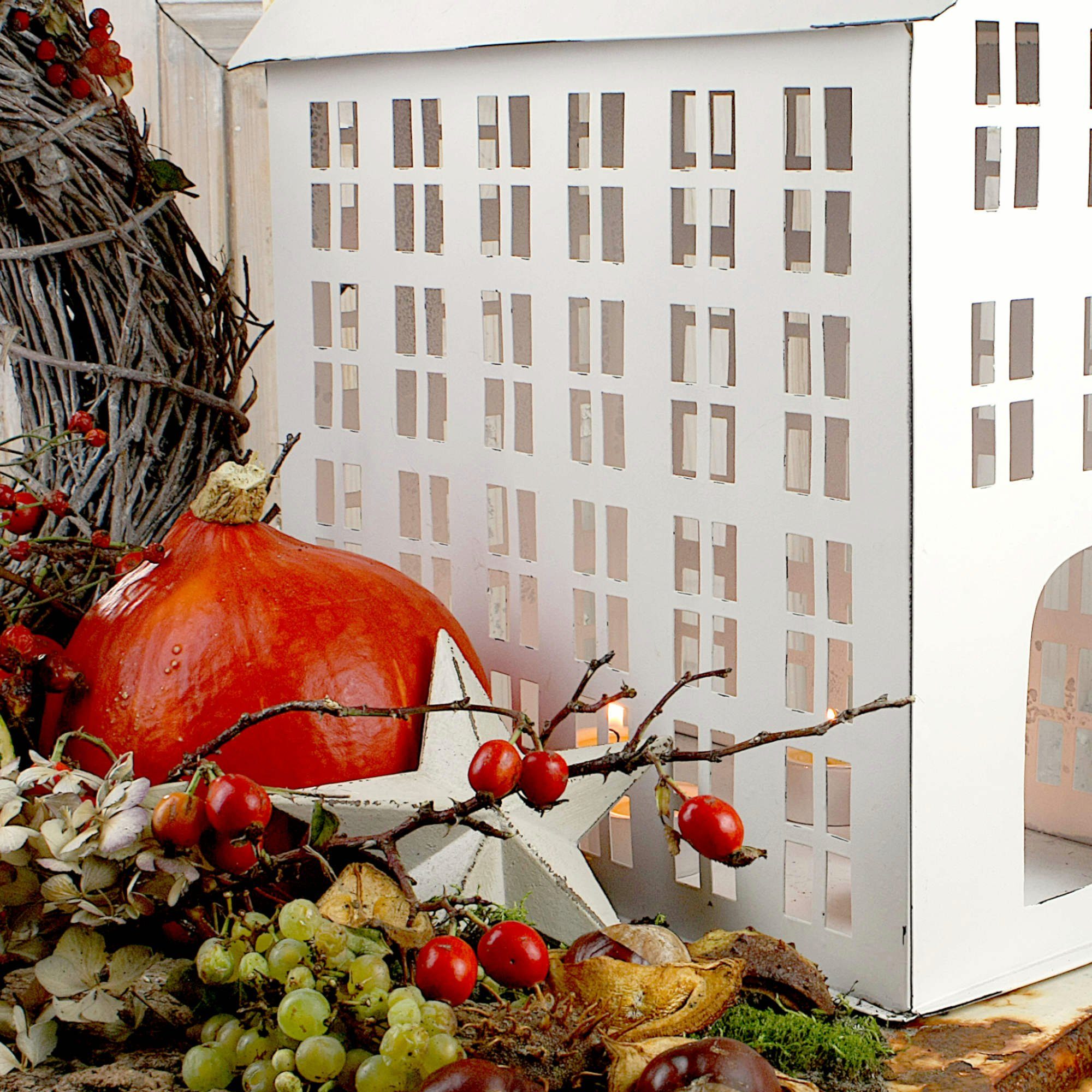 Paulslandhaus Windlicht Windlichthaus XL Weiß Shabby Lichterhaus Vintage La günstig online kaufen