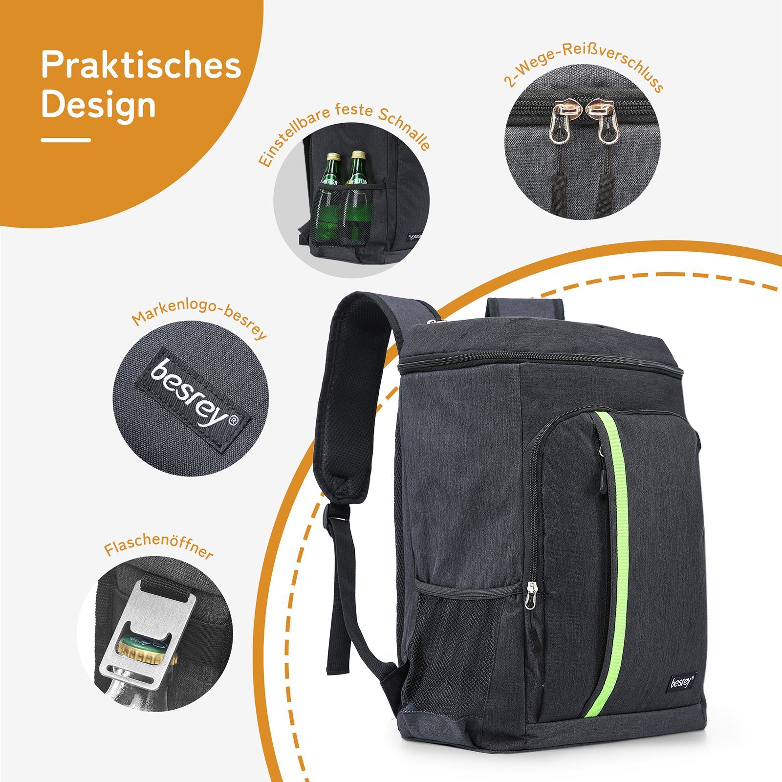 besrey Picknickkorb 30L Kühlrucksack Kühltasche Picknickrucksack – Bild 5 von 5