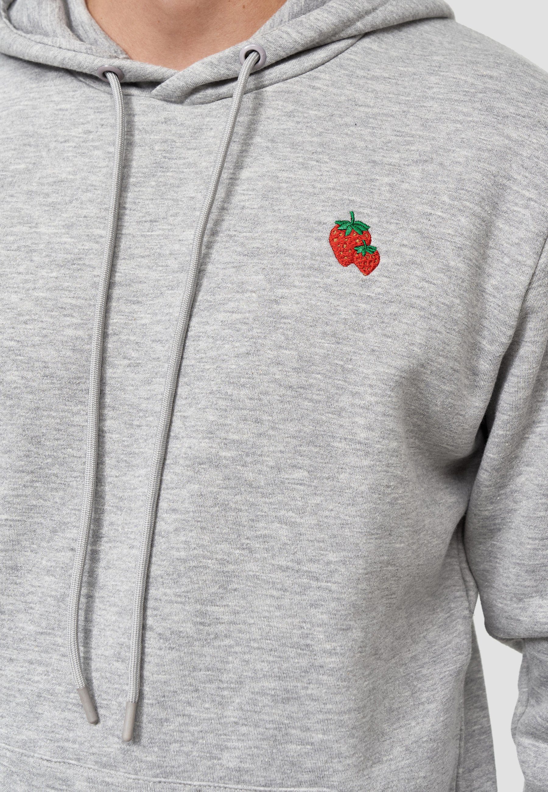 Erdbeere grau Grey GOTS zertifizierte MIKON Hoodie Bio-Baumwolle -