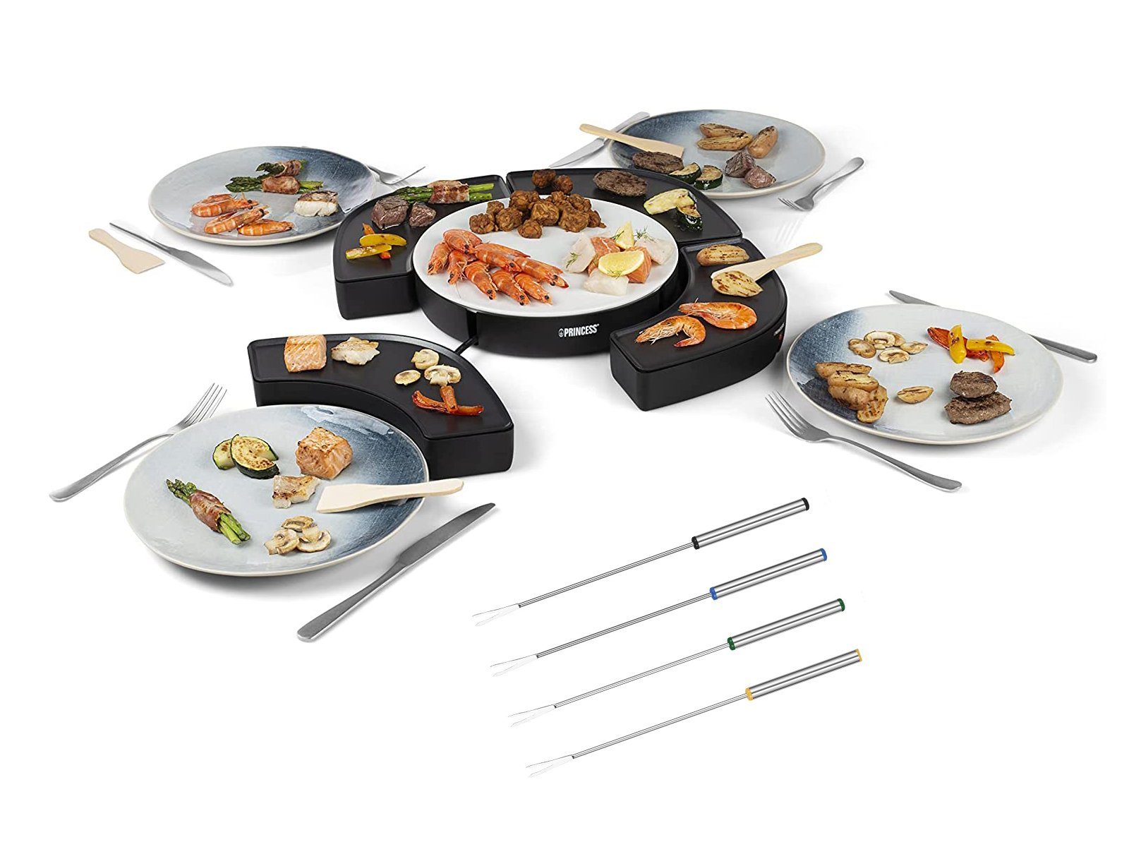 PRINCESS Teppanyakigrill, 1000 W, Teppanyaki für Zuhause mit 4 Gabeln