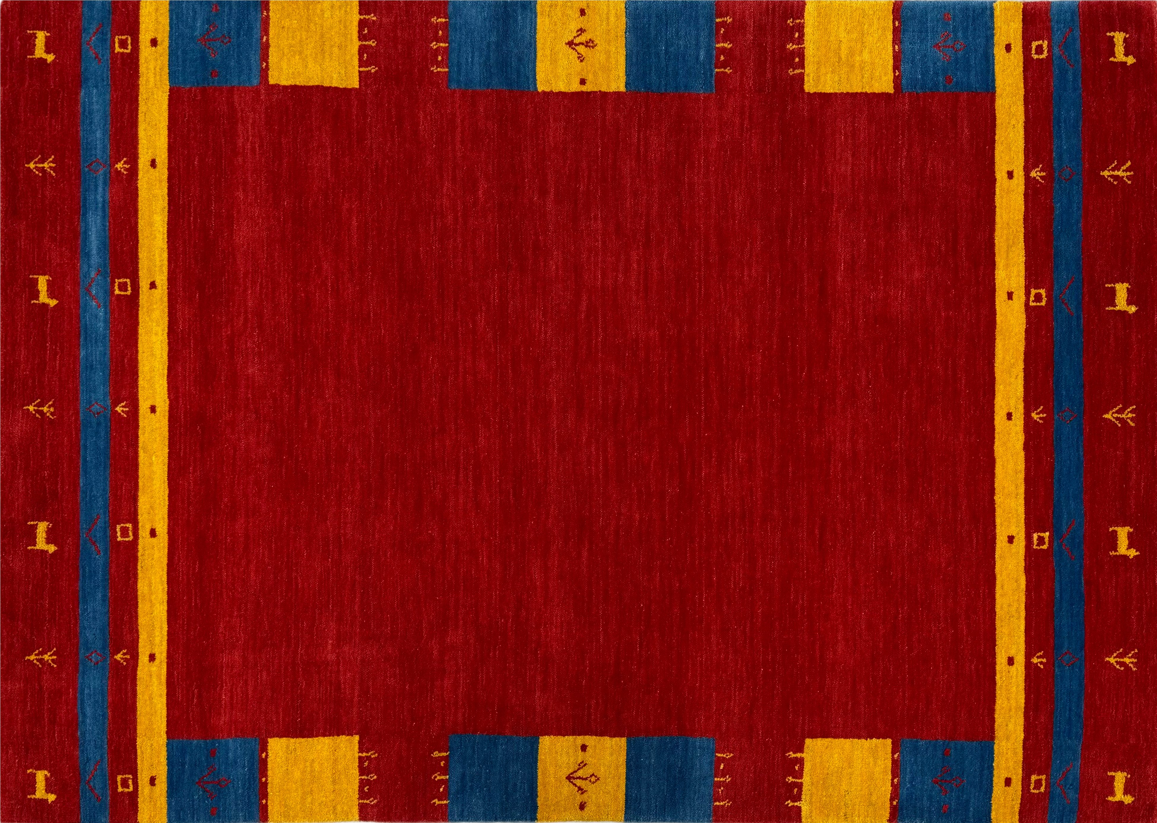 Wollteppich Rot Orientteppich Gabbeh Teppich 100% Wolle Loom Handgefertigt BR13, Wawa Teppich, Höhe: 16 mm
