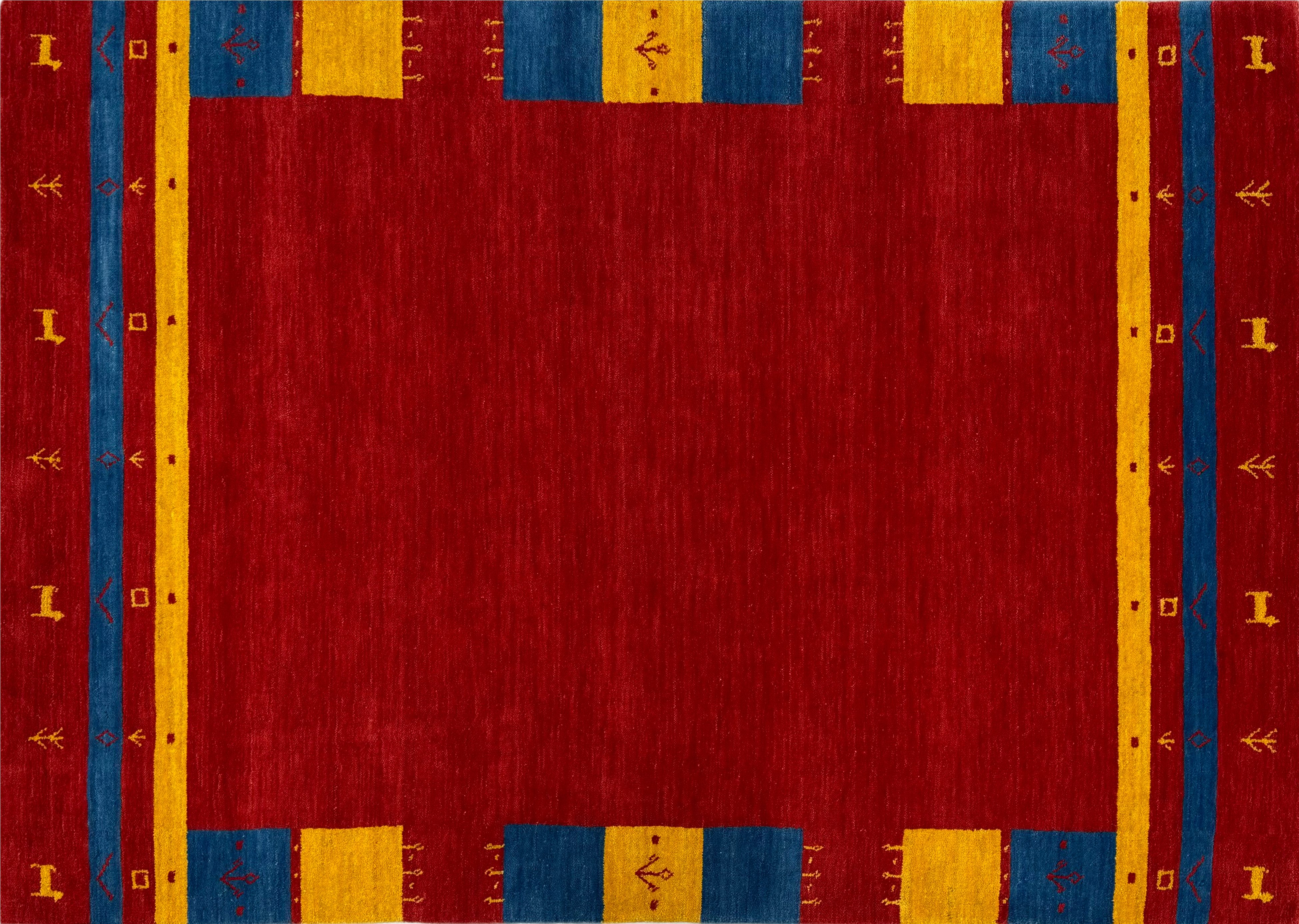 Wollteppich Rot Orientteppich Gabbeh Teppich 100% Wolle Loom Handgefertigt BR13