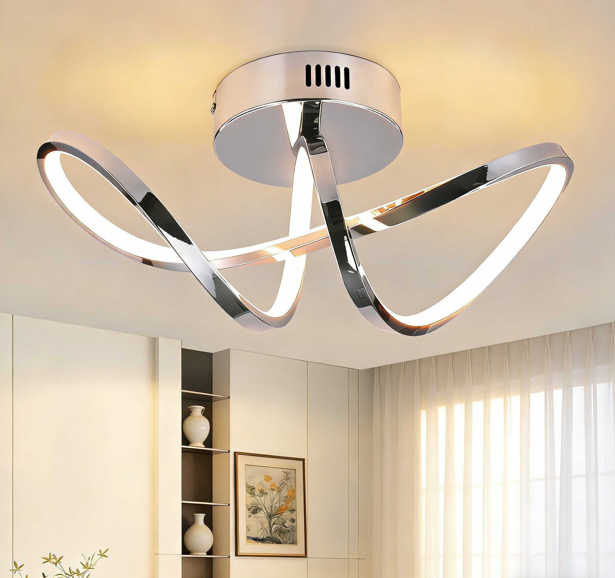 Nettlife LED Deckenleuchte Schwarz /Weiß/Silber Modern 12W Wohnzimmer Schlafzimmer 3000K, LED fest integriert, Warmweiß