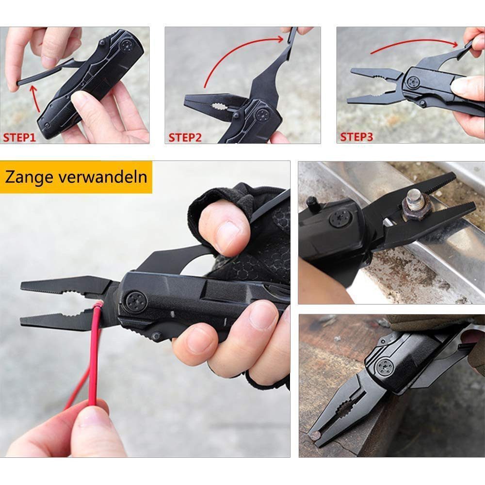 Toomoke Taschenmesser Multifunktion Taschenmesser, 13 in 1 Taschenwerkzeug Multitool, für outdoor Camping,Wandern, Inklusive EDC Kreditkarten Messer
