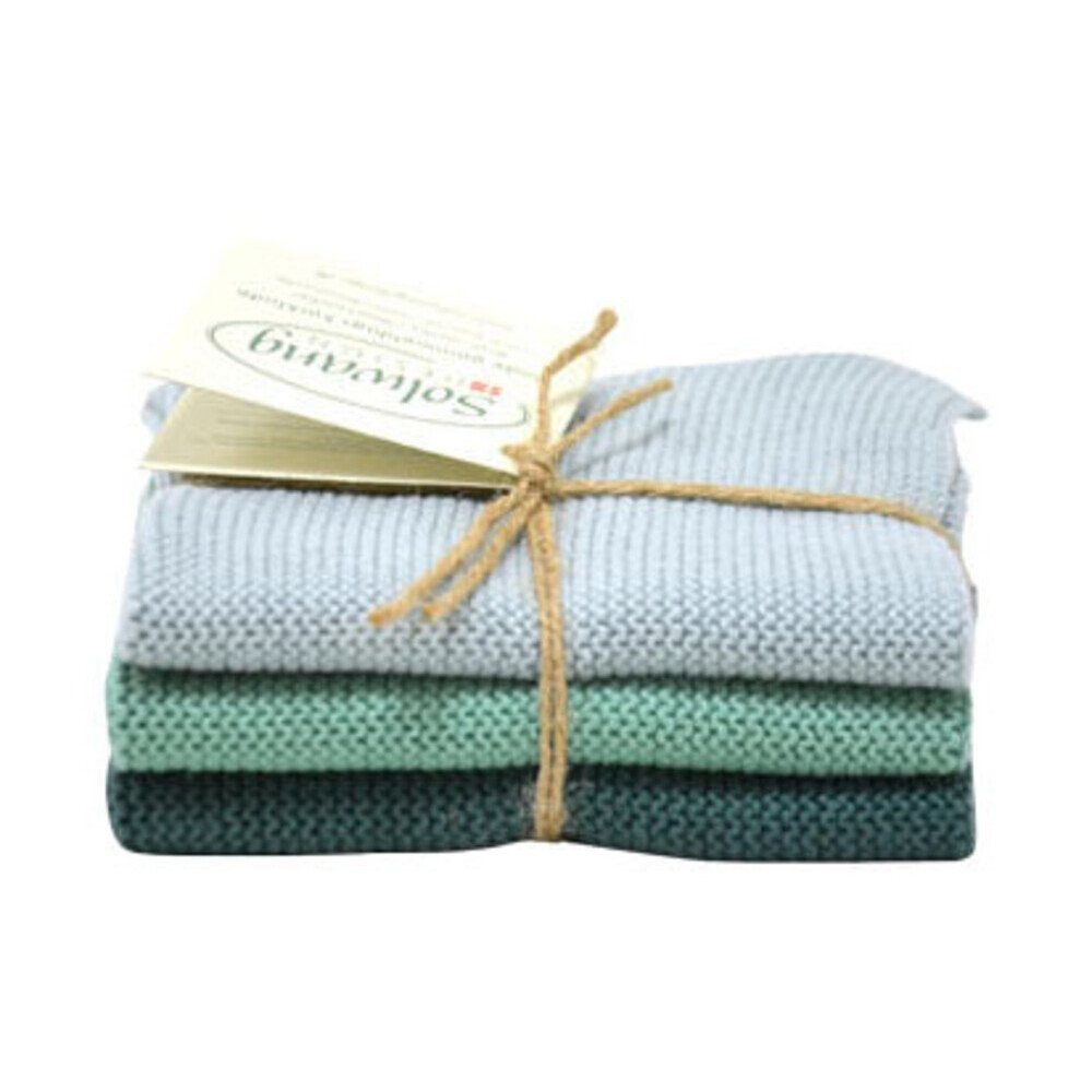 Solwang Spültuch Wischtücher 25x25cm 3er-Pack Antikgrün-Kombi, (1-tlg), Wischtücher, 25,00cm, Baumwolle