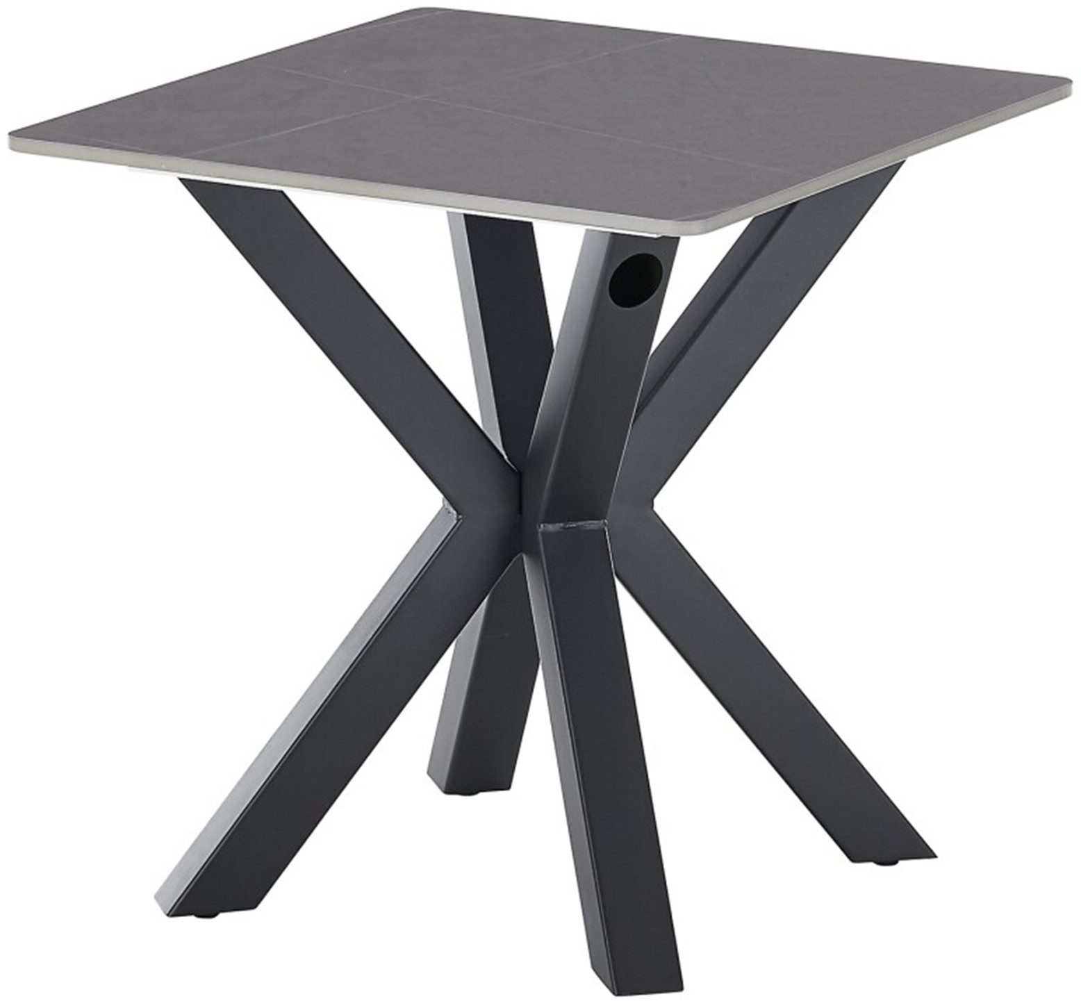 möbelando Couchtisch Janin, in grau, schwarz, Keramik, Metall - 55x55x55cm (BxHxT)