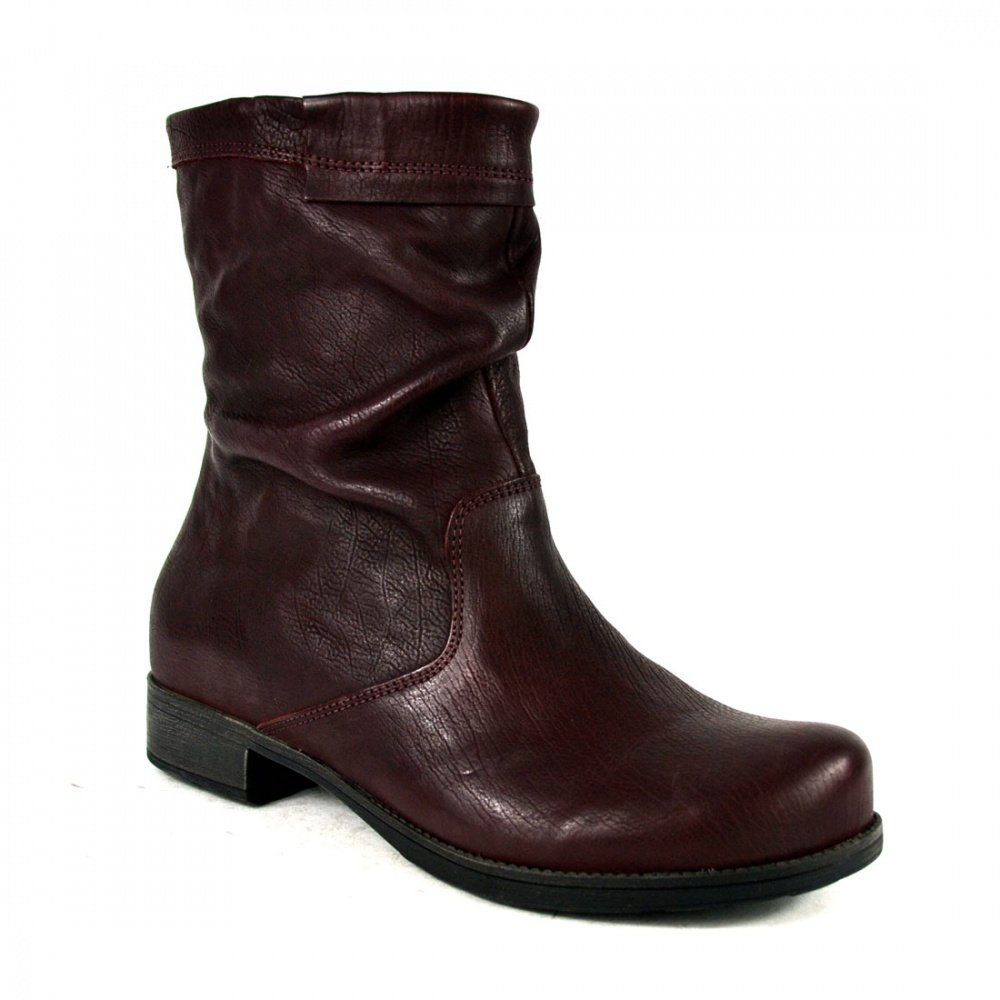 Think! Denk Leder Boots Stiefelette Bordeaux