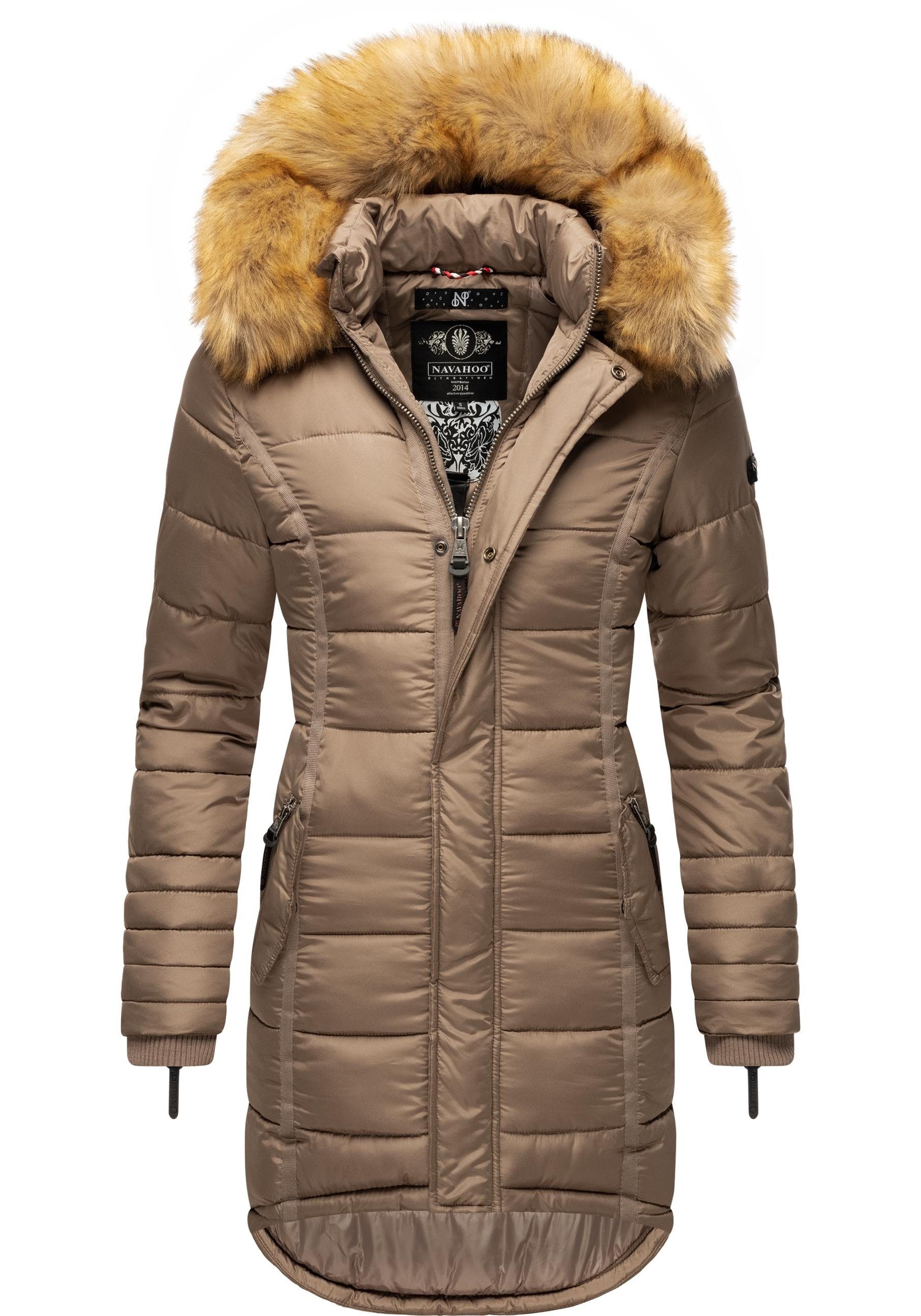 Navahoo Steppmantel "Papaya" hochwertiger Wintermantel m. edlem Fellimitat günstig online kaufen