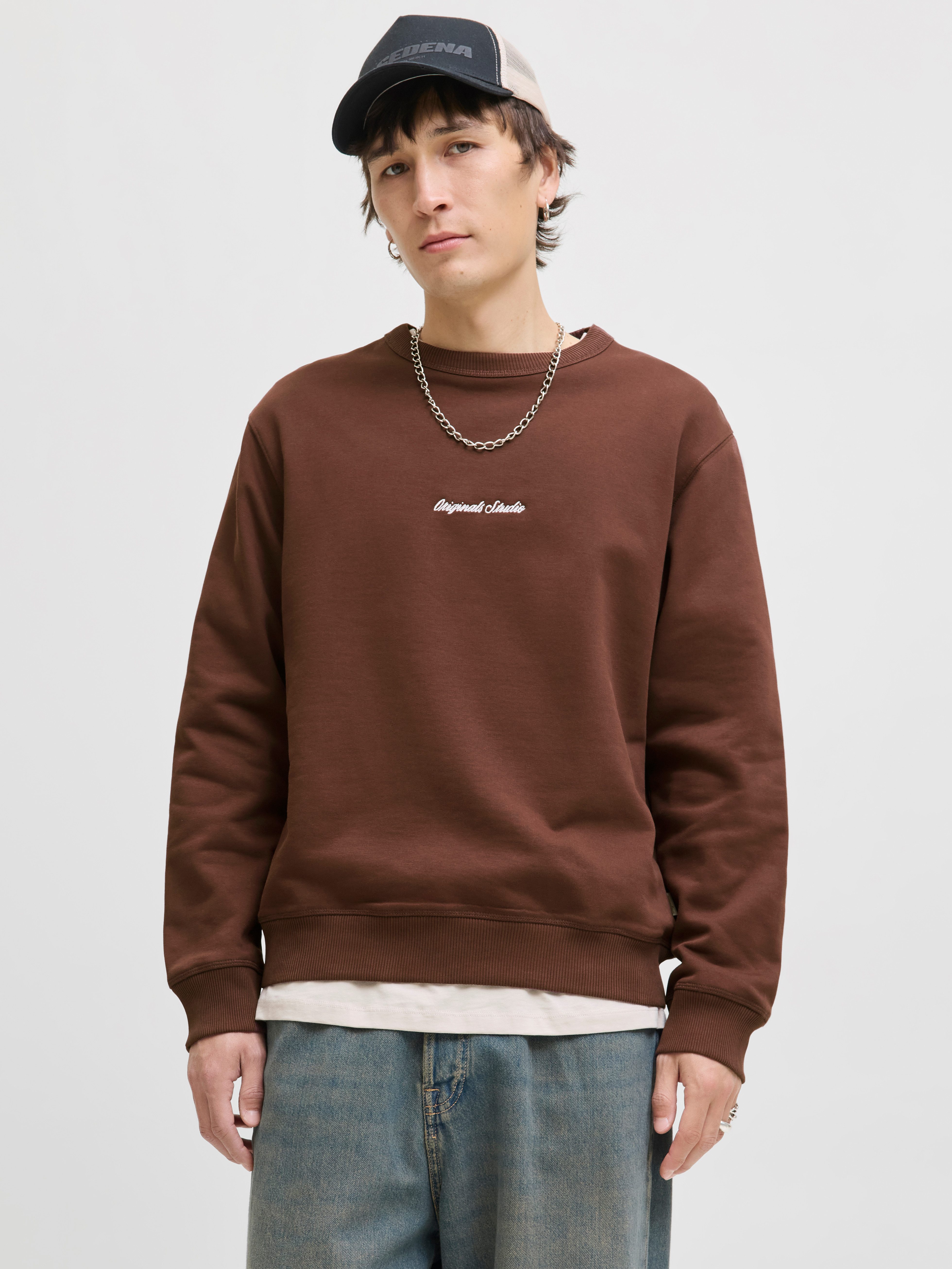 Jack & Jones Sweatshirt JORNORREBRO EMB SWEAT CREW NOOS mit Logo Print