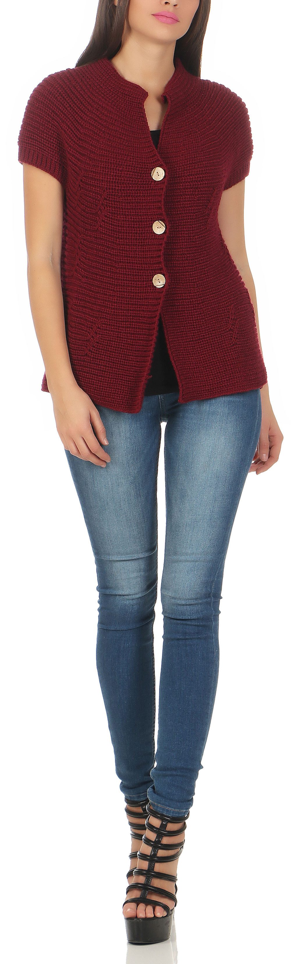 malito more than fashion Strickweste 5060 kurzarm Strickjacke mit Knöpfen Einheitsgröße