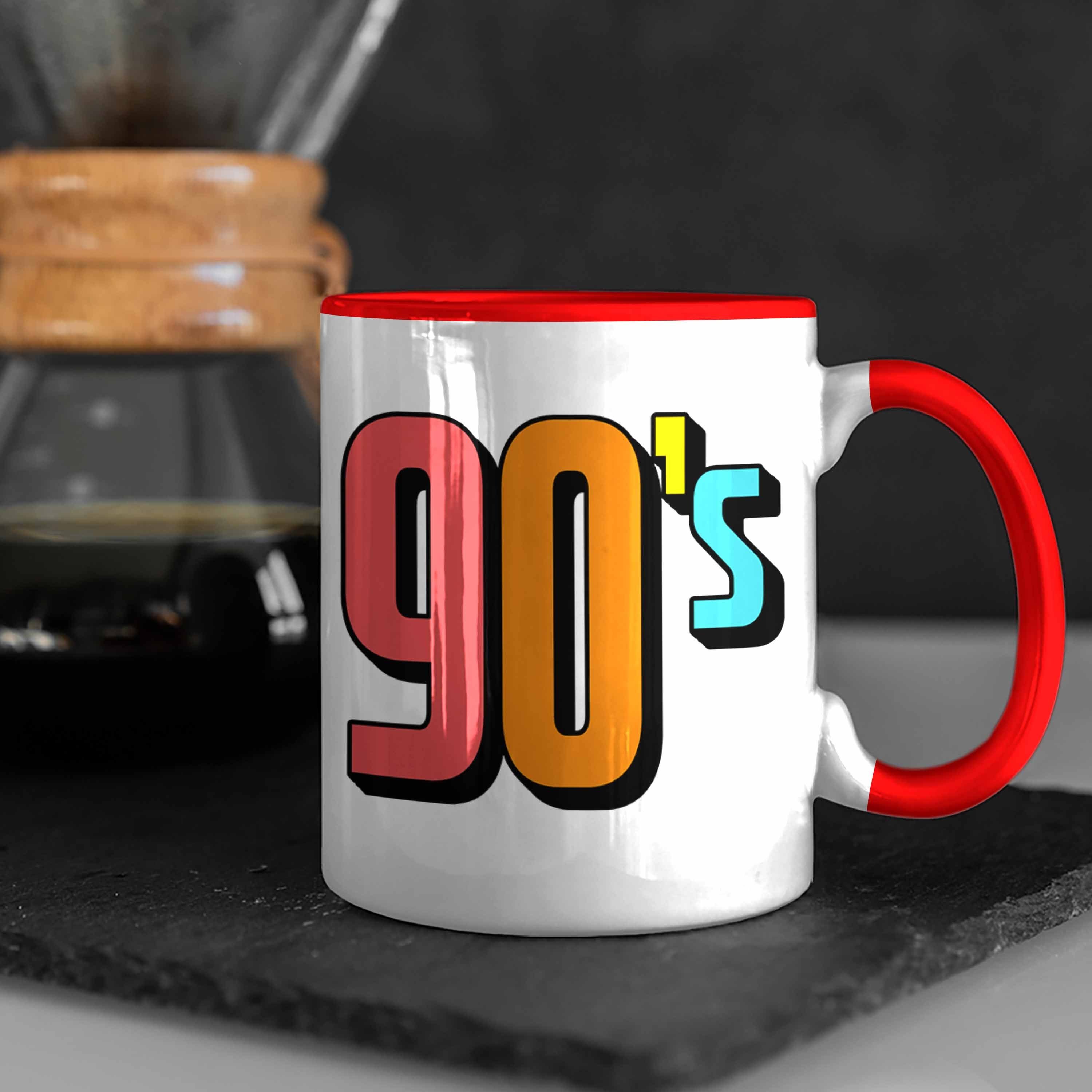 Trendation Tasse 90er Jahre Tasse Nostalgiker Retro Rot - "90's" für Geschenk