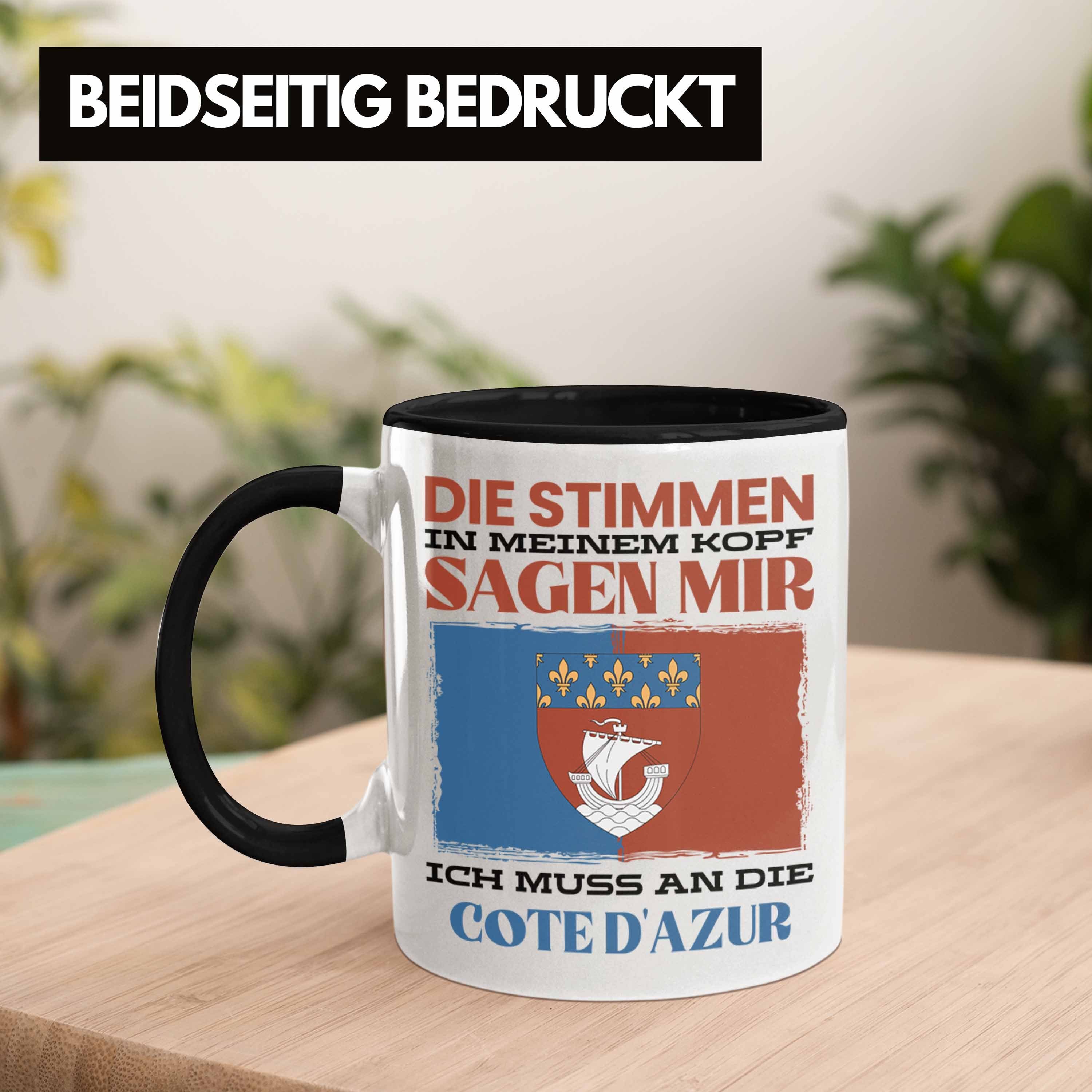 Trendation Frankreic D'azur Spruch Schwarz Cote Geschenk Trendation - Heimat Tasse Urlaub Tasse