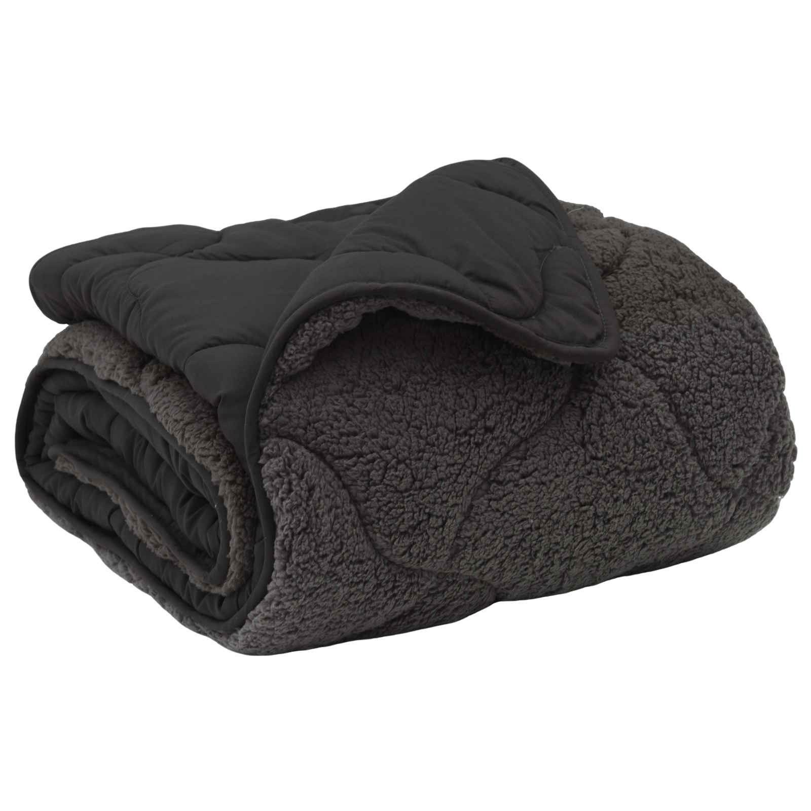 vidaXL Baumwollbettdecke Sommerdecke Anthrazit 140 x 220 cm Mikrofaser und Teddy-Fleece, Bezug: Mikrofaser