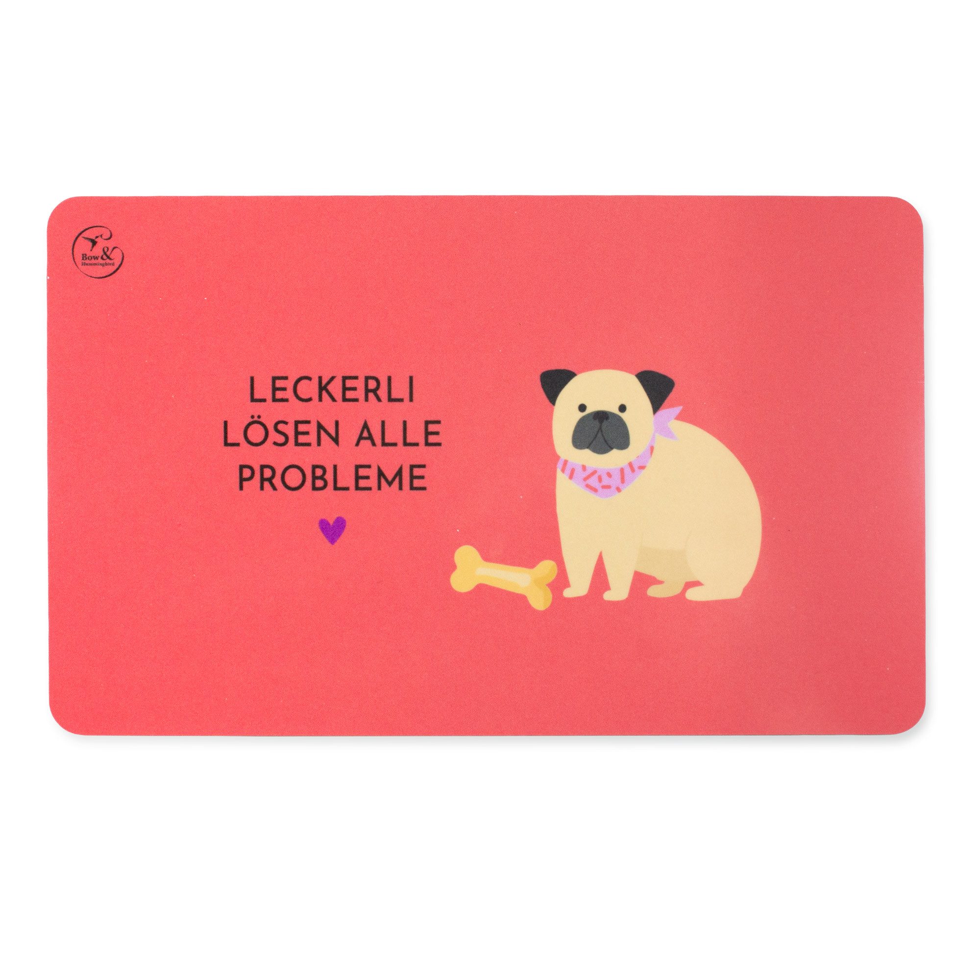 Bow & Hummingbird Frühstücksbrett Frühstücksbrettchen Melamin Hund „Leckerli lösen alle Probleme", Melamin, (lustiges Brettchen 23,5 × 14,5 cm), Spülmaschinengeeignet