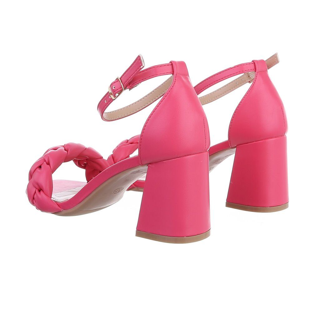 Ital-Design Damen Party & & Blockabsatz Clubwear Pink Sandalette Sandaletten Sandalen in