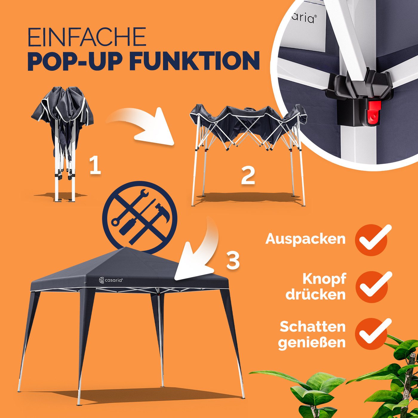 Casaria Pavillon, Pop-Up 300x300 cm Witterungsbeständig günstig online kaufen