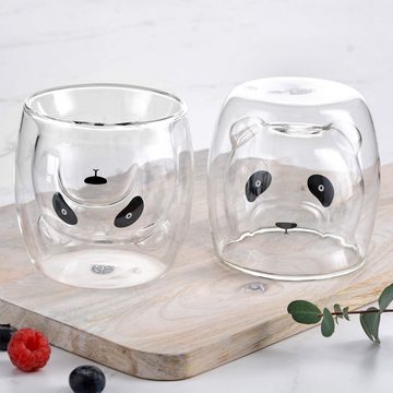 GRÄWE Glas GRÄWE Doppelwandige-Thermogläser, 245ml, 2er Set, Motiv Panda, Glas