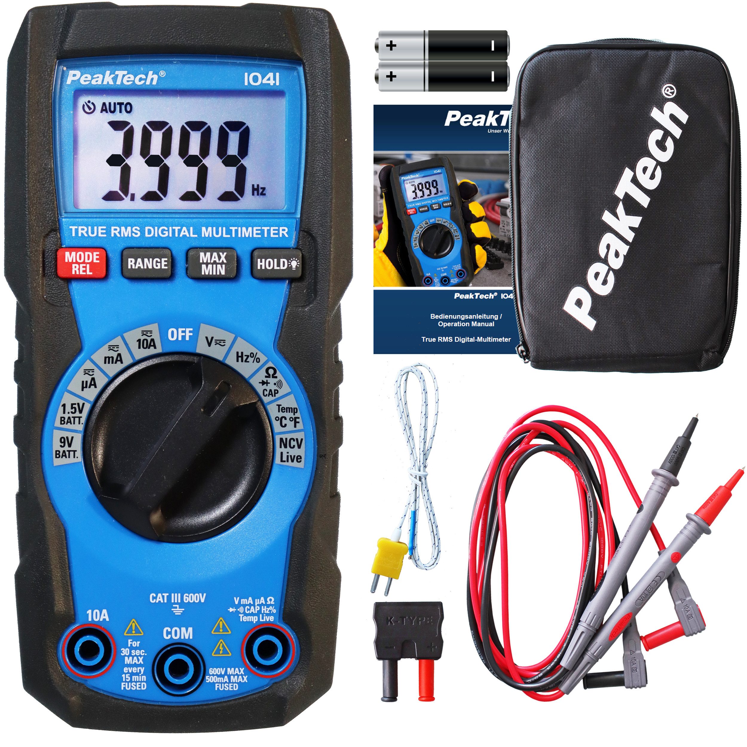 PeakTech Multimeter TRMS Digital DMM, Auto-Range, 4.000 Counts