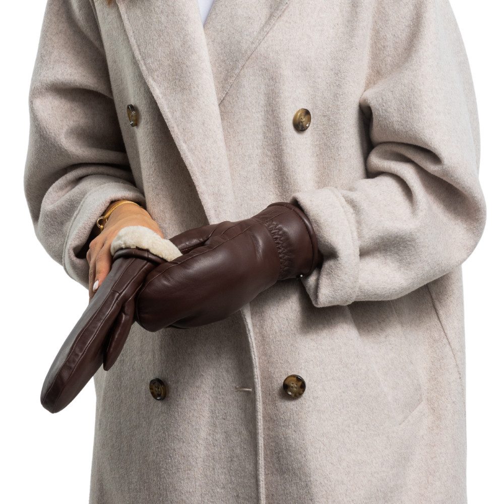 Hand Gewand by Weikert Fäustlinge HANNI - Lammnappa/- Lammfell-Fäustlinge mit Touchscreen Funktion
