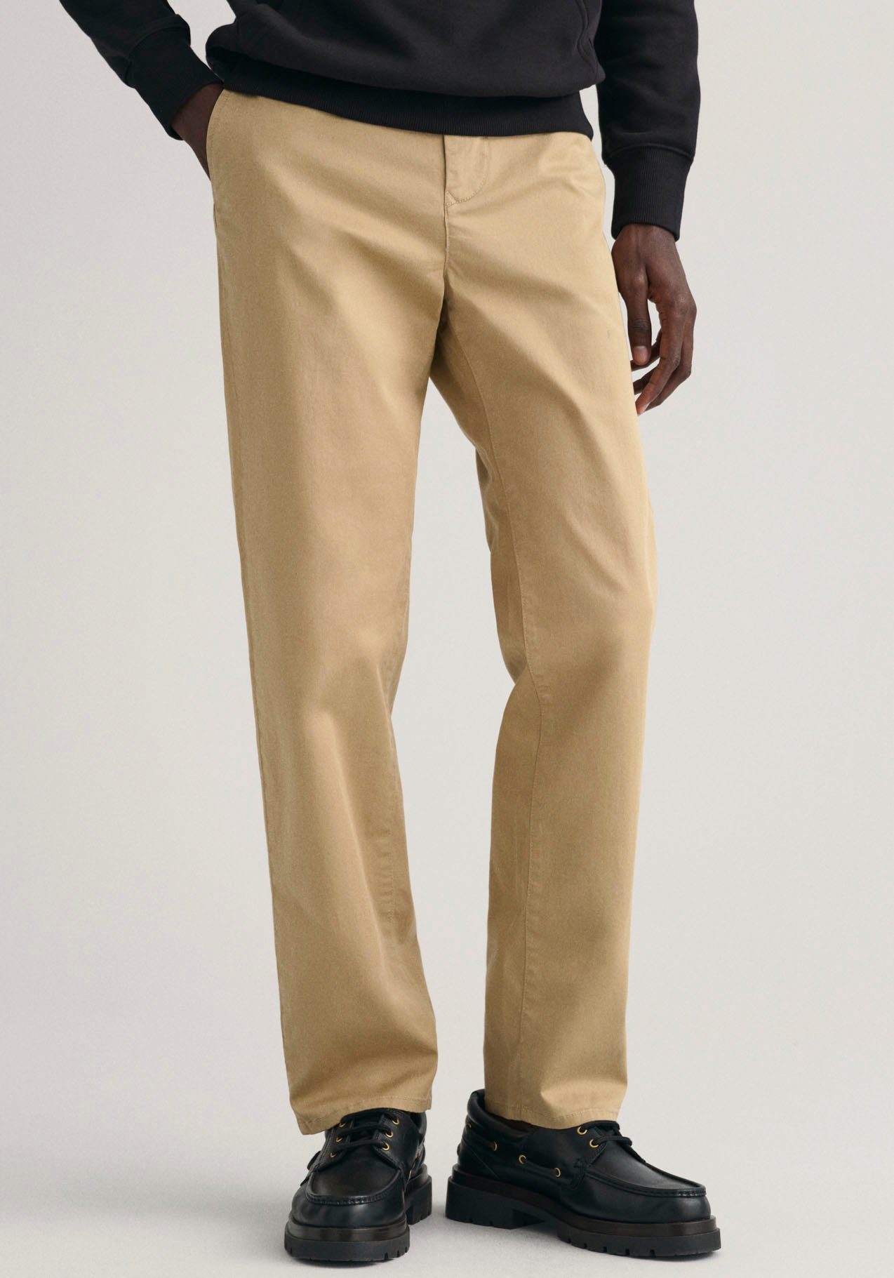 Chinohose Dark Seitentaschen Gant REGULAR TWILL gefütterten khaki mit CHINOS