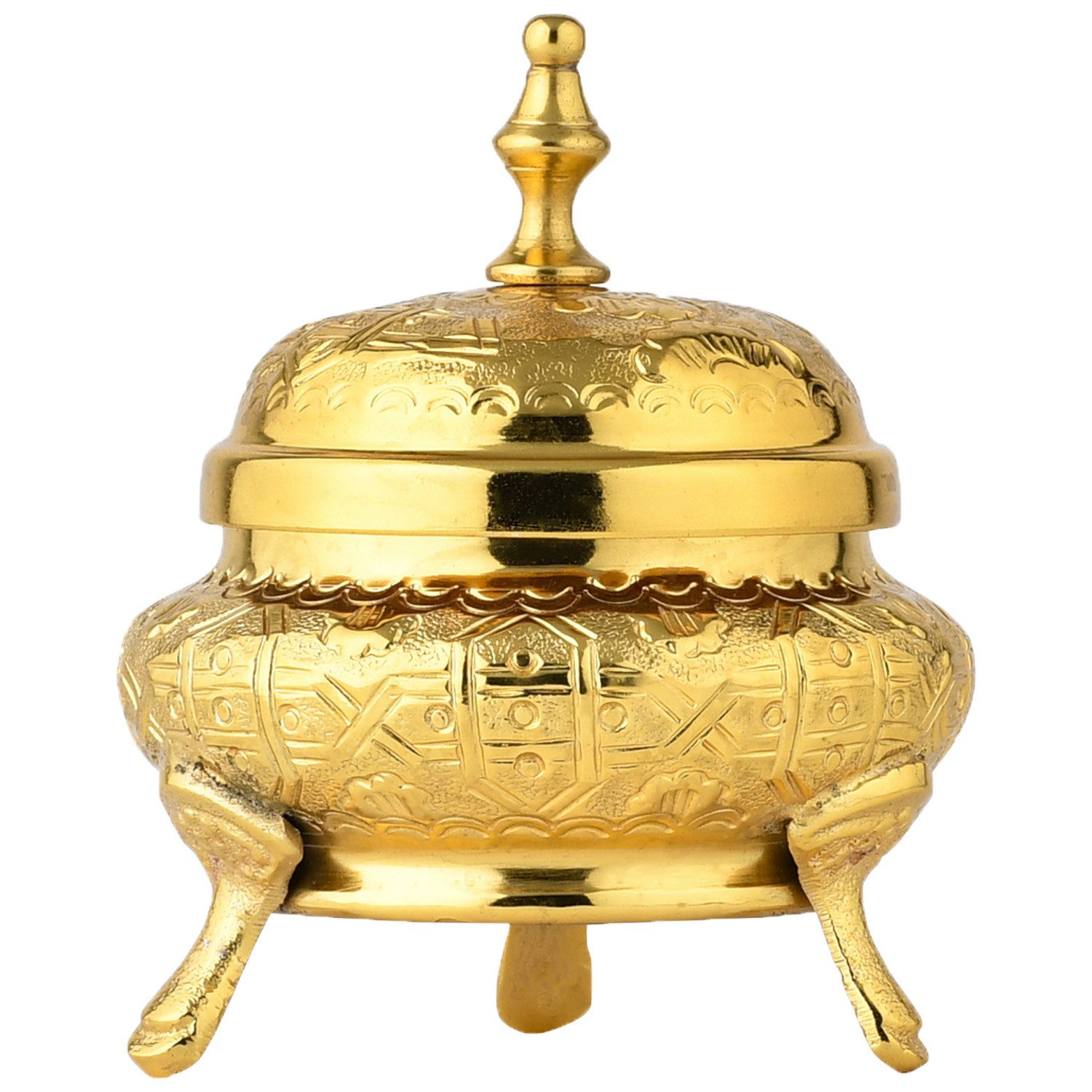 Marrakesch Orient & Mediterran Interior Zuckerdose Orientalische Zuckerdose Nabila handgefertigt aus Messing, Gold 13 cm, Aluminium, Metall, (1-tlg), Handarbeit